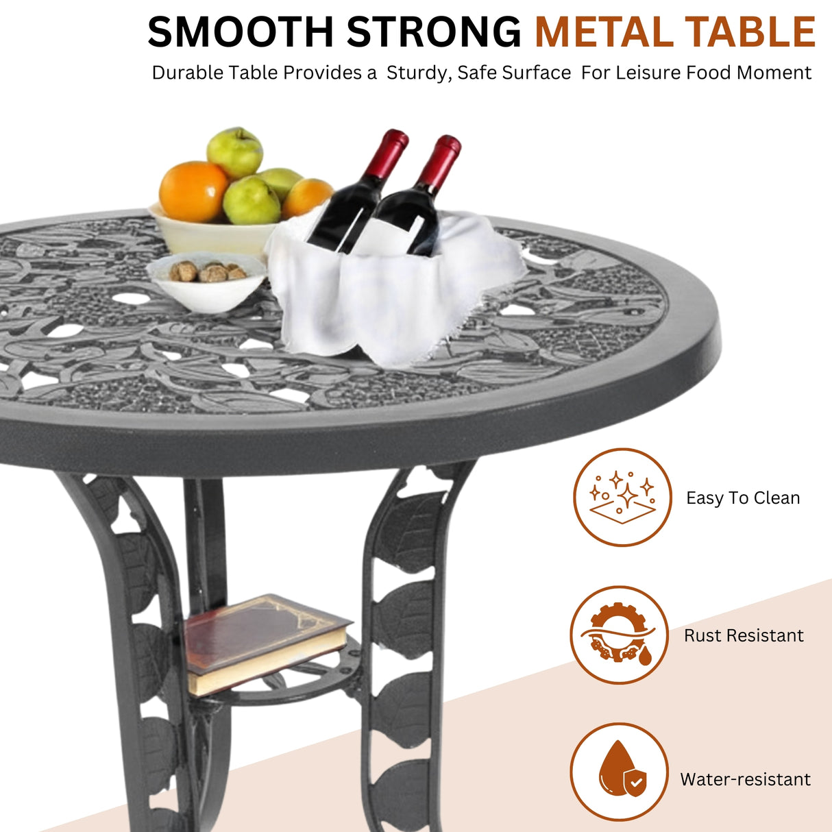 Outdoor 3-Piece Cast Aluminum Patio Bistro Set (Grey)