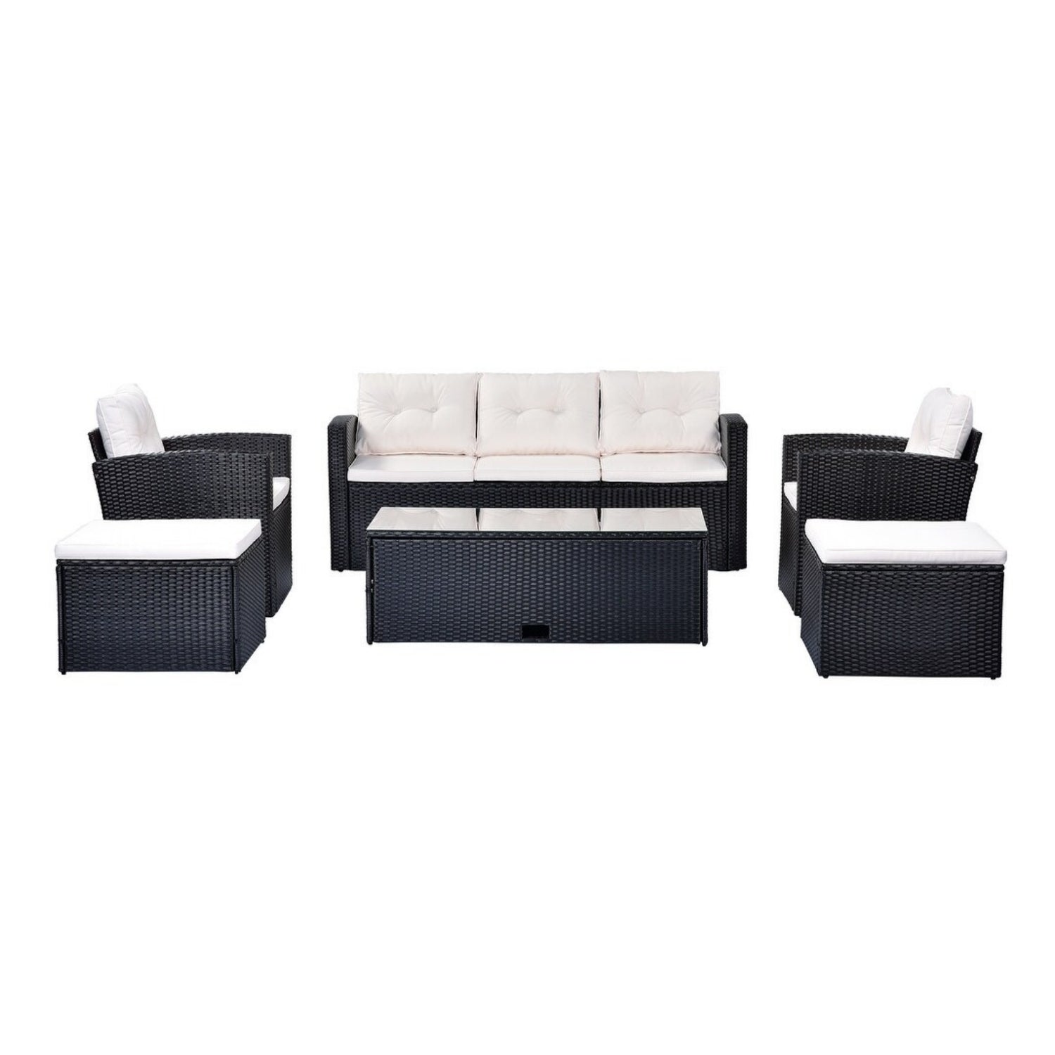6 Piece Outdoor Conversation Set All Weather Wicker Sectional Sofa