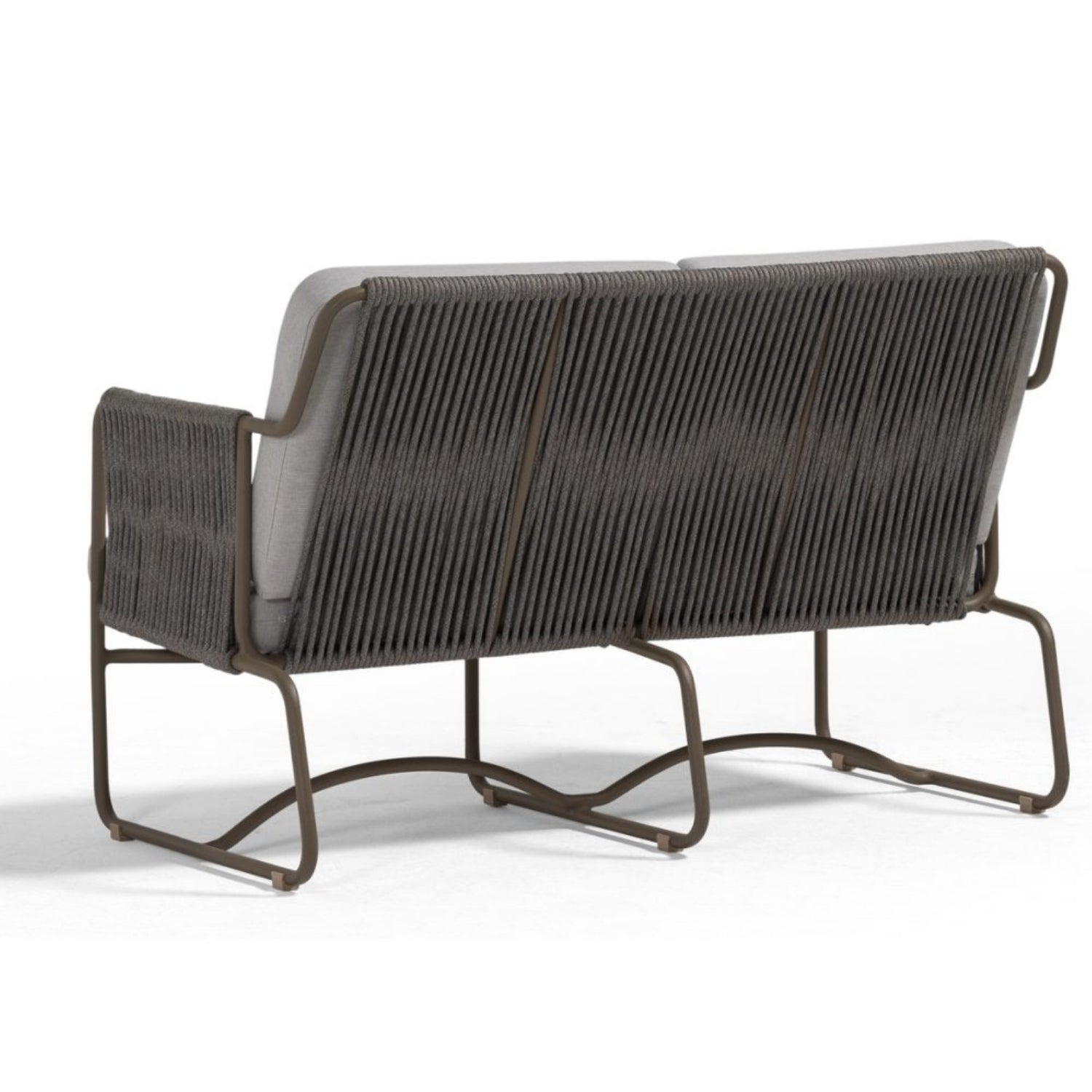 Outdoor Rope Loveseat Sofa Set With Wooden Top Table