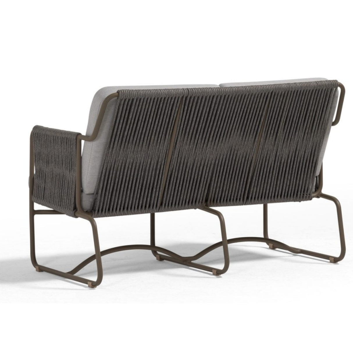 Outdoor Rope Loveseat Sofa Set With Wooden Top Table