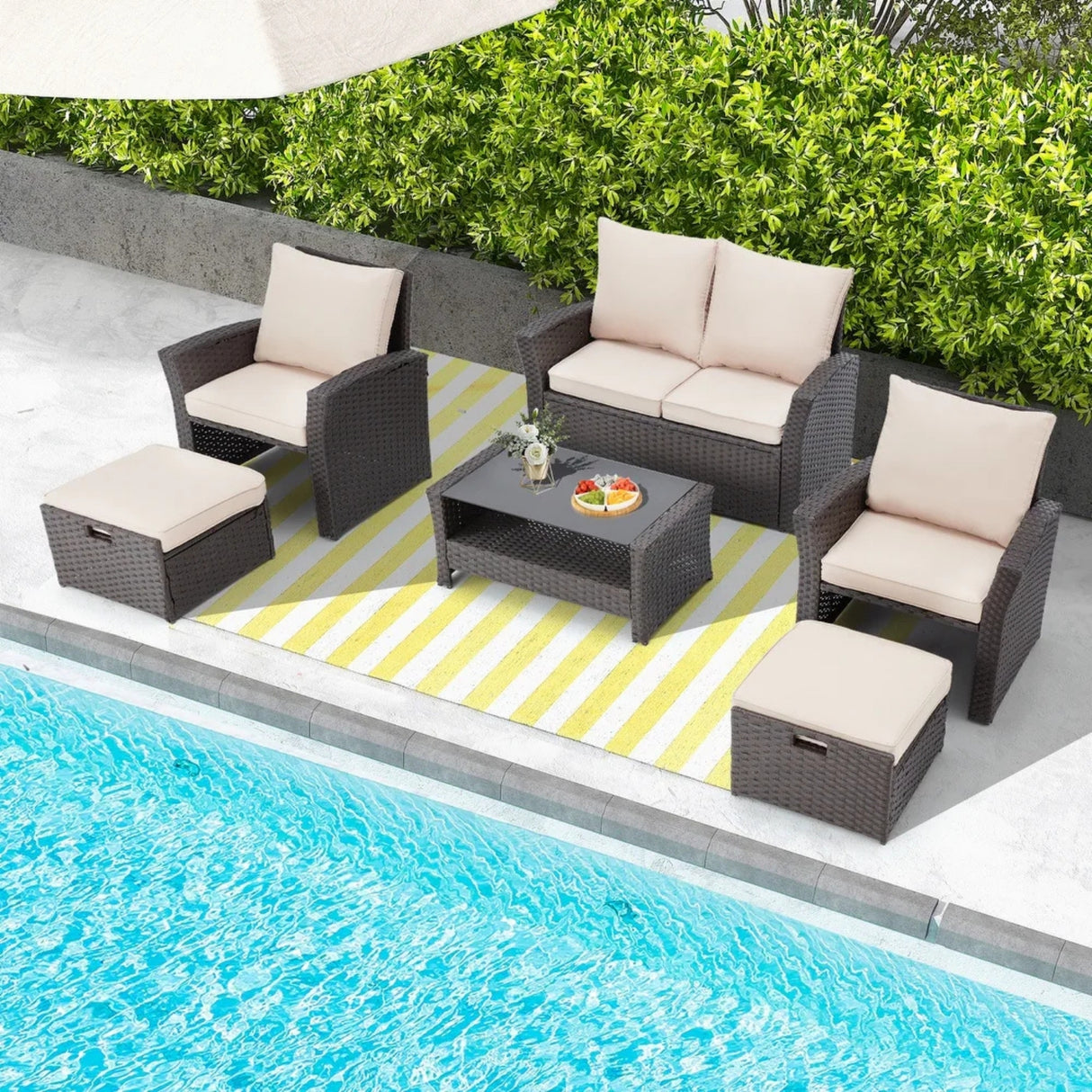Outdoor All-Weather Wicker 6-Piece Sofa Set