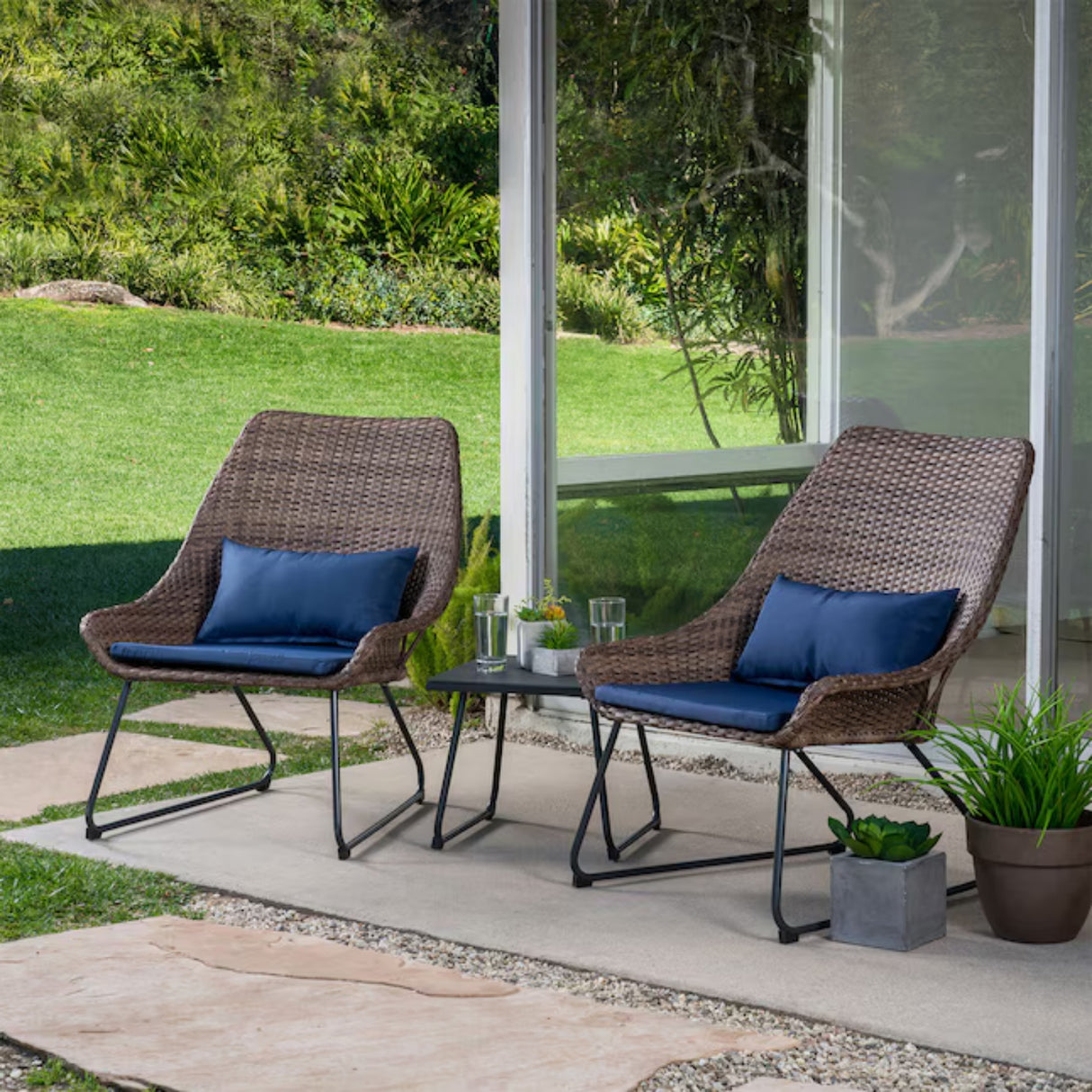 Outdoor Rattan Wicker 3-Piece Patio Set