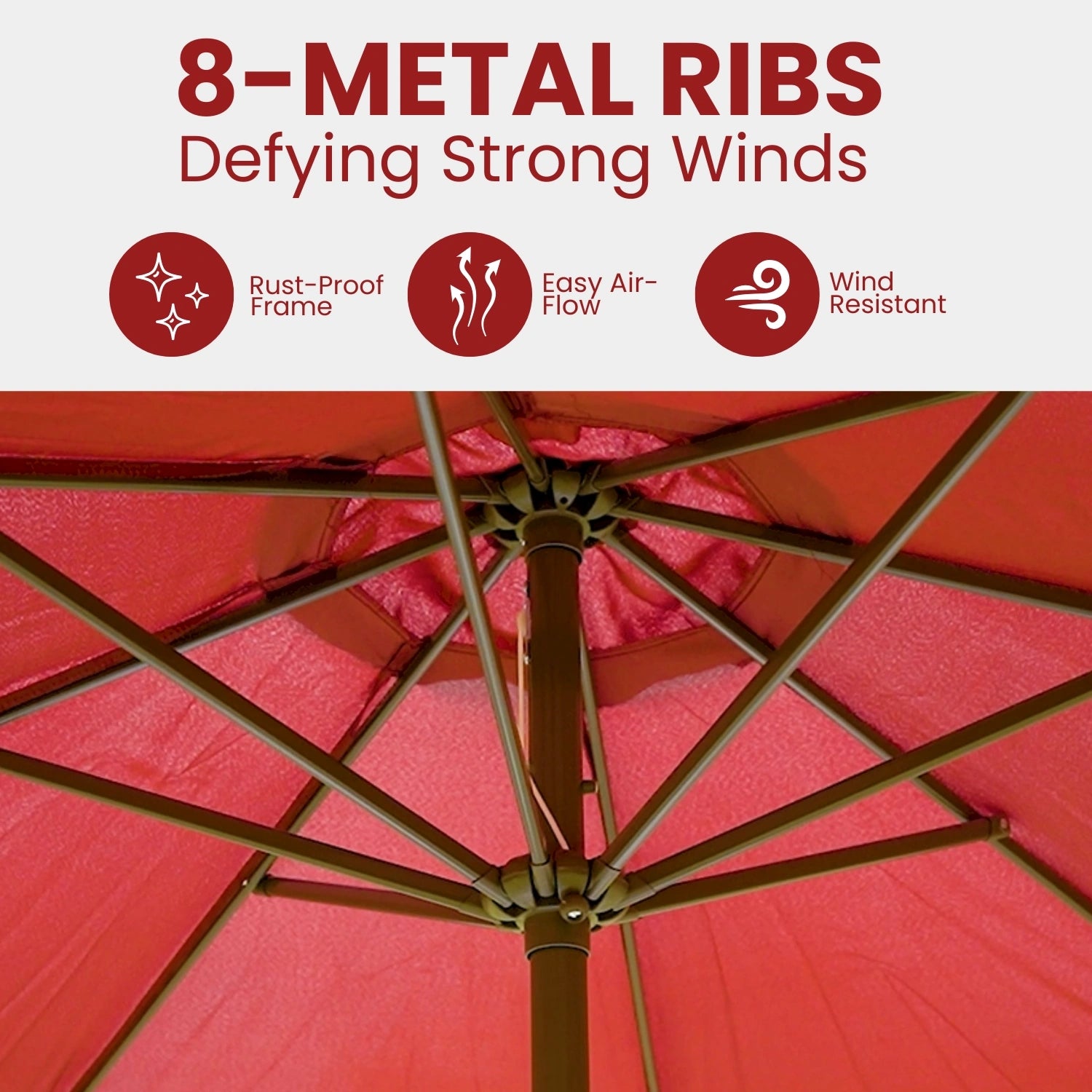 9ft Red Color Outdoor Patio Umbrella with Centre Pole