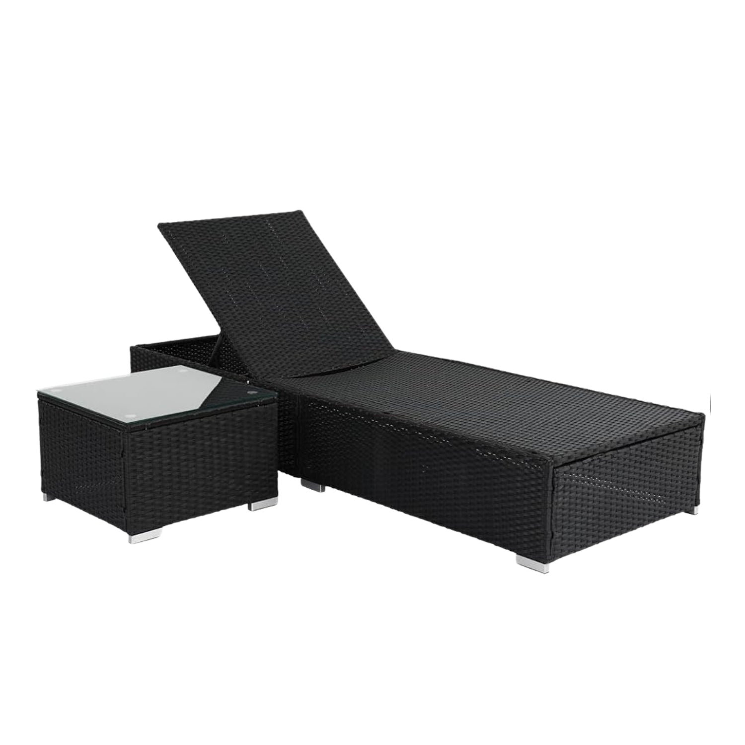 Outdoor Wicker Lounge Chair With Side Table