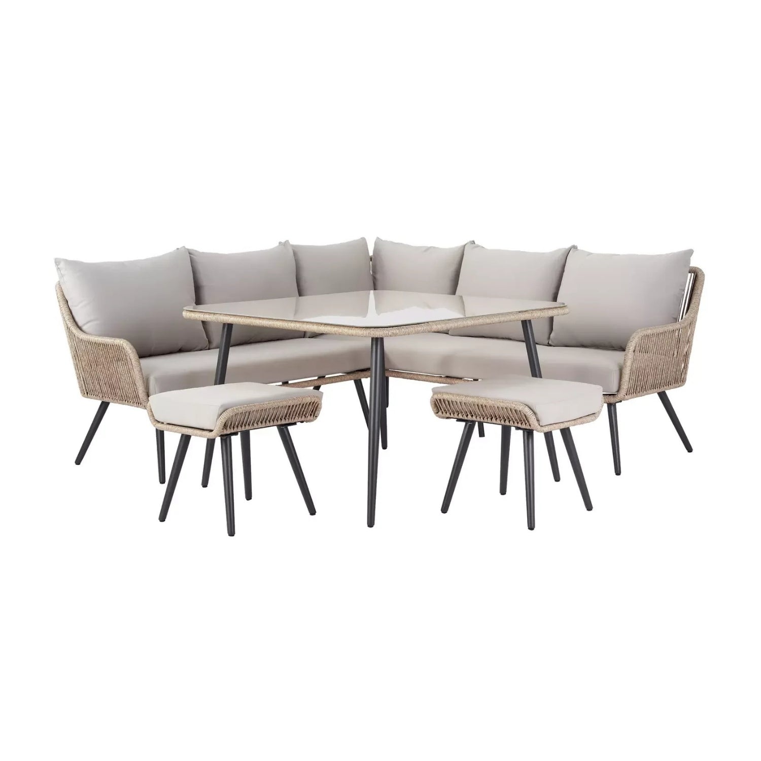 L-Shape Outdoor Rope Sofa Set