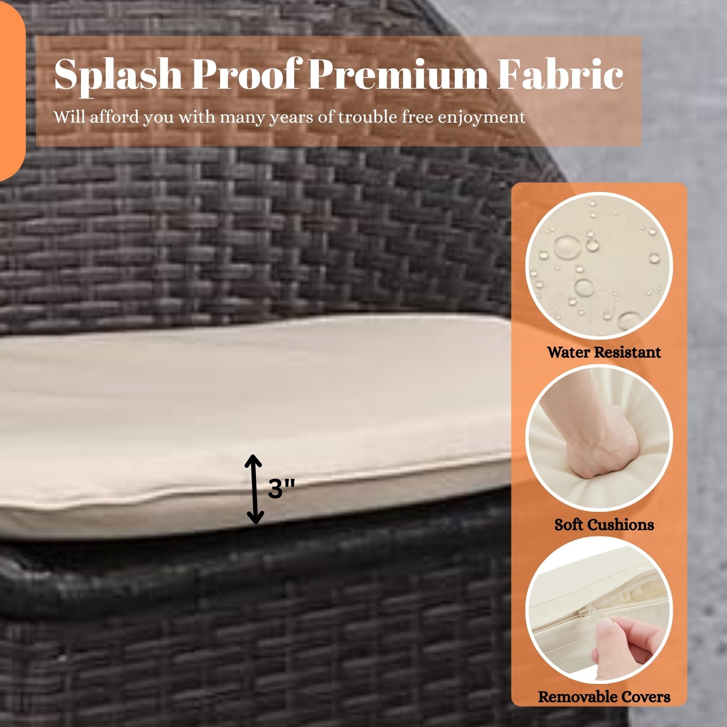 3-Piece Outdoor Rattan Wicker Patio Set