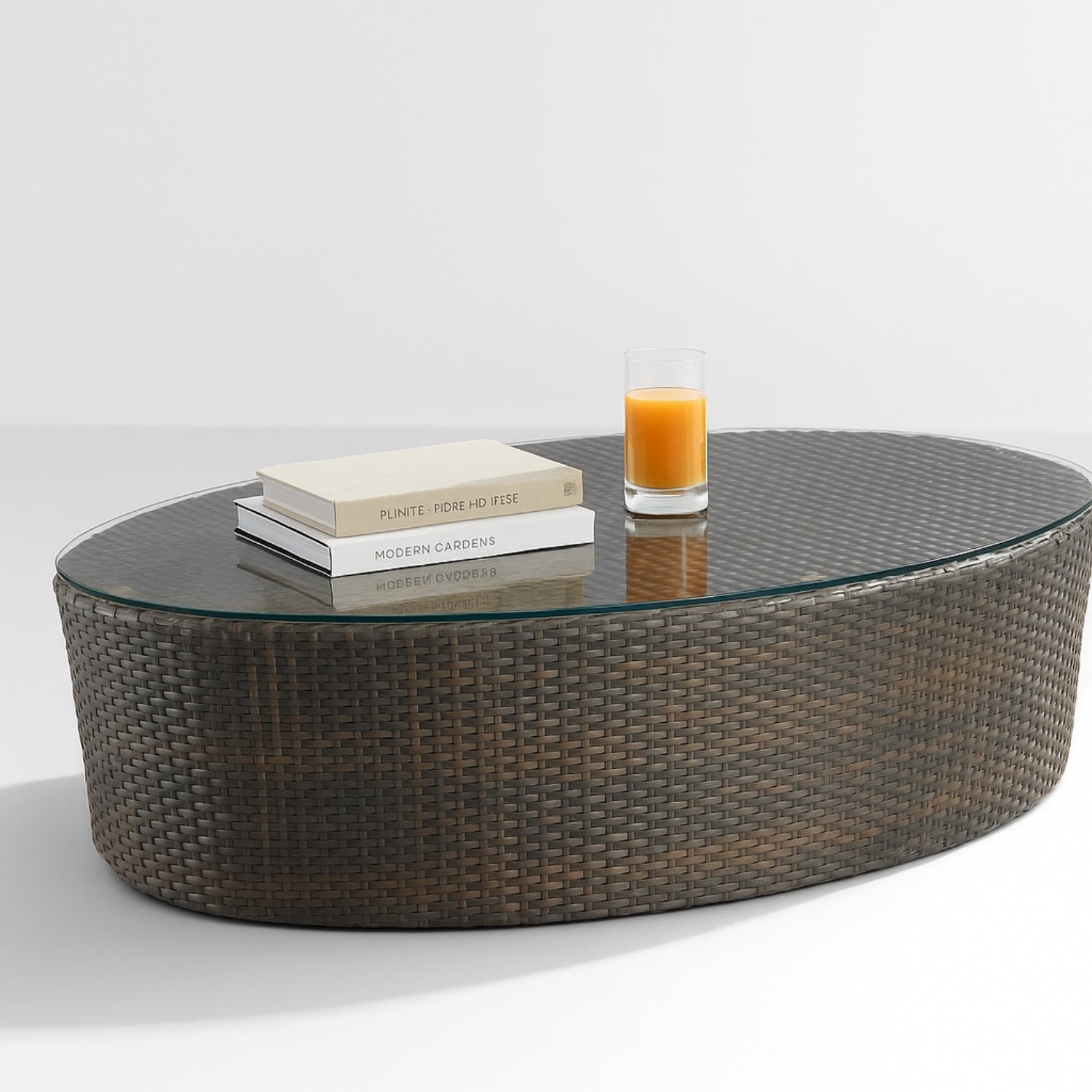 5-Piece Outdoor Wicker Sofa Set With Glass Top Tables