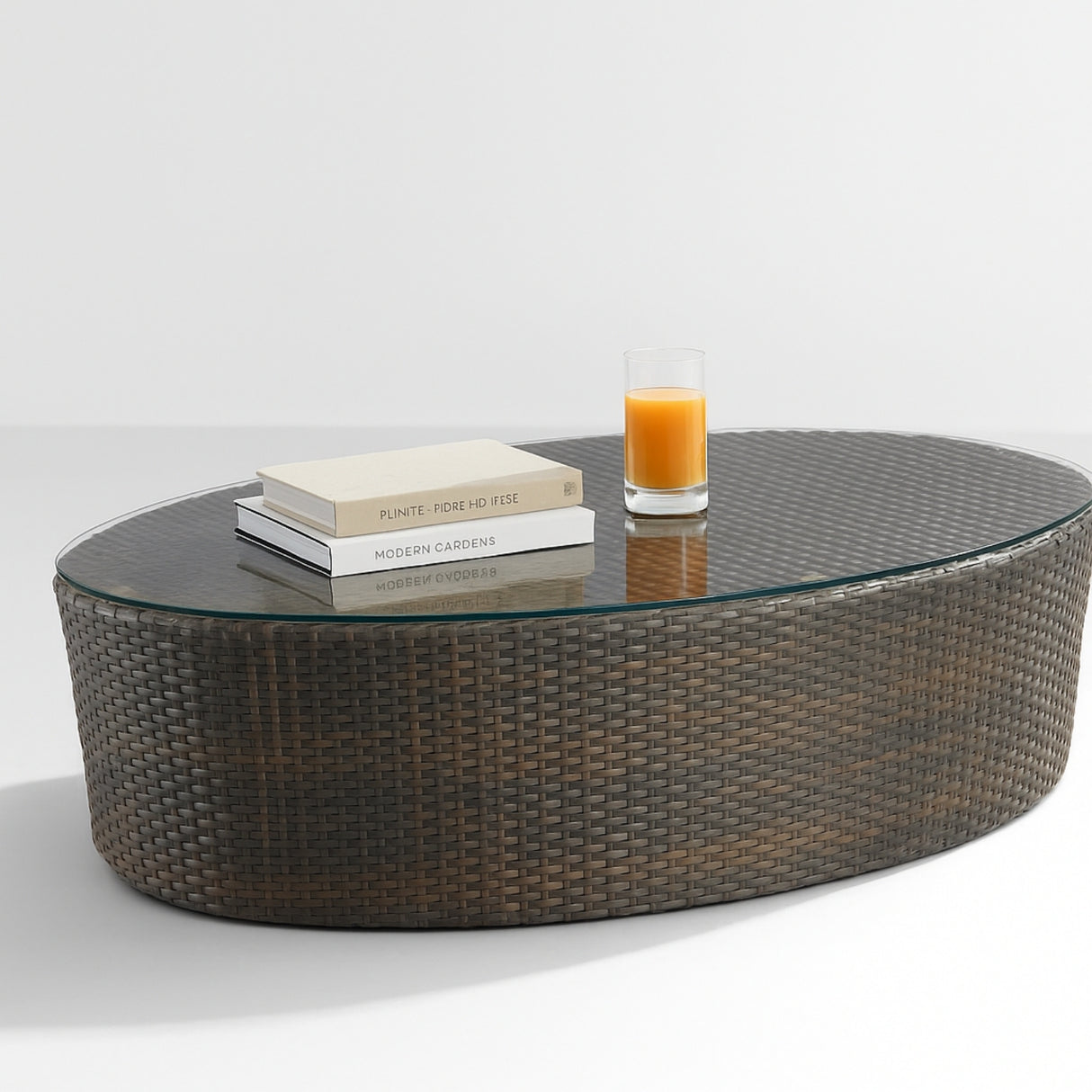 5-Piece Outdoor Wicker Sofa Set With Glass Top Tables