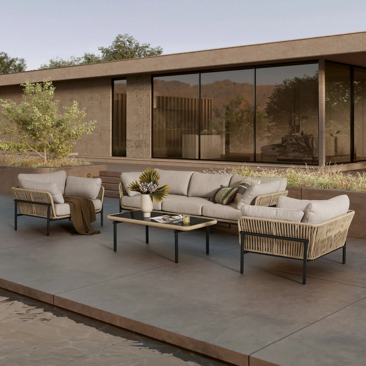 Outdoor 4-Piece Rope Conversation Sofa Set