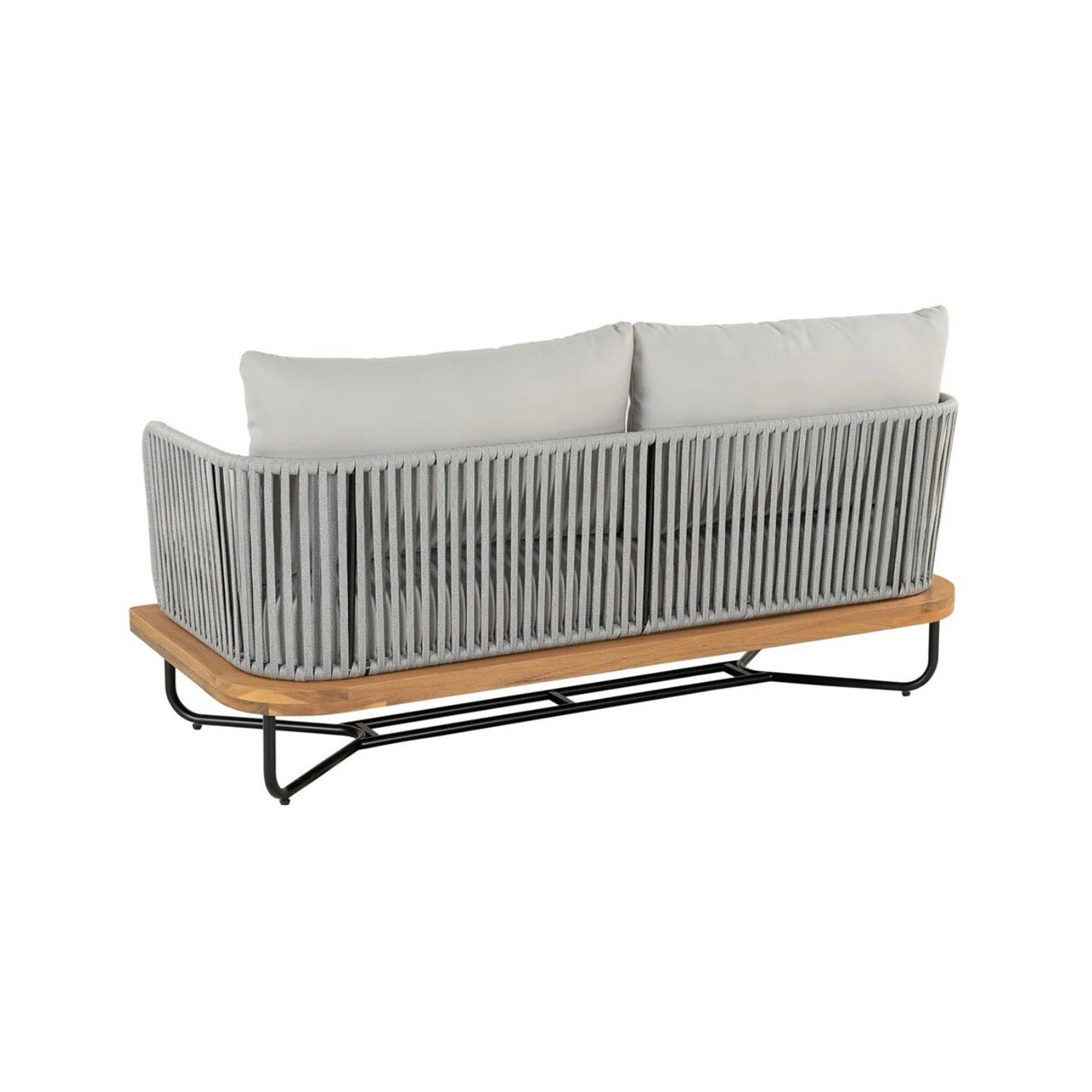 Outdoor 4-Piece Rope Woven Conversation Sofa Set with Wooden Top Table