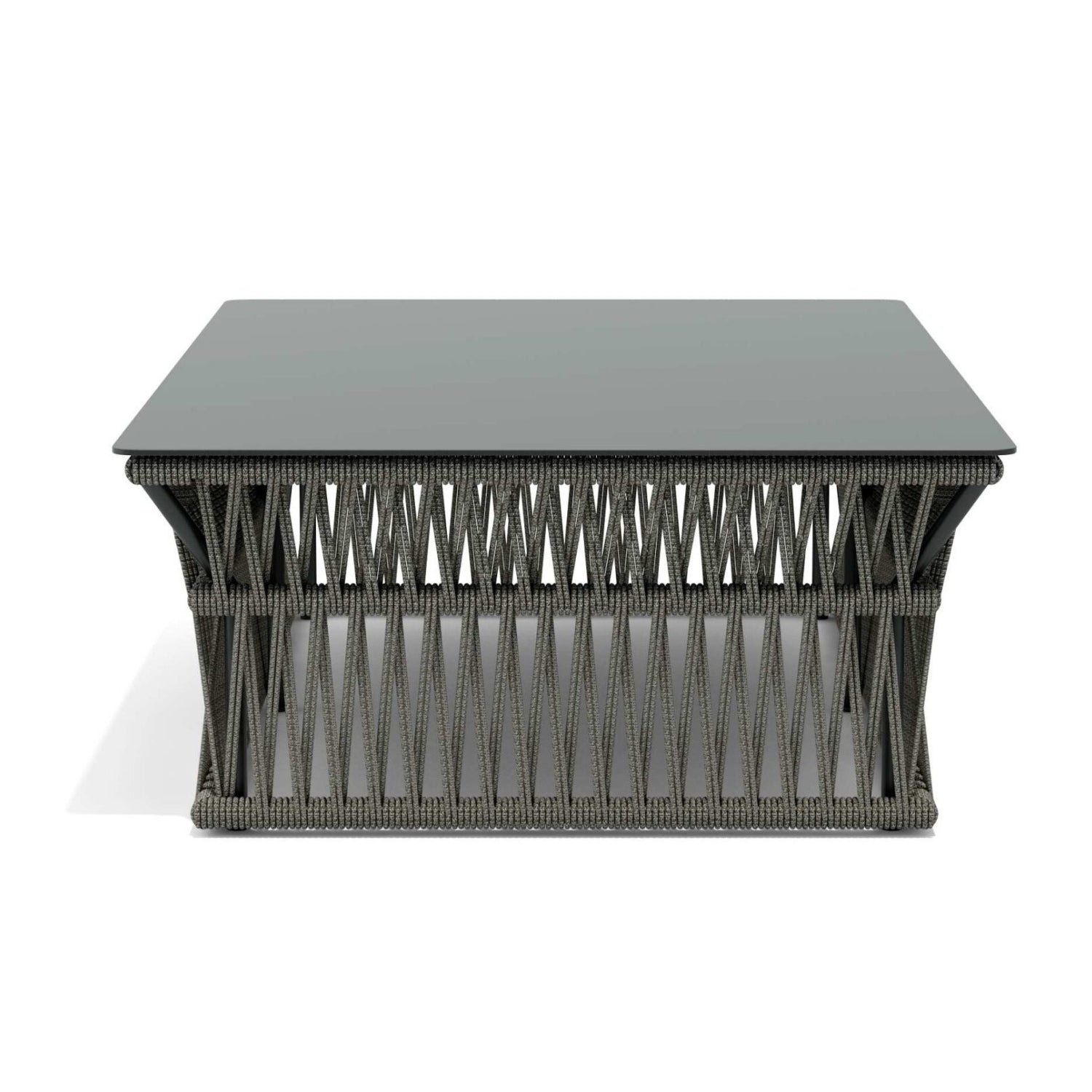 Outdoor Rope 7-Seater Sofa Set With Glass Top Table