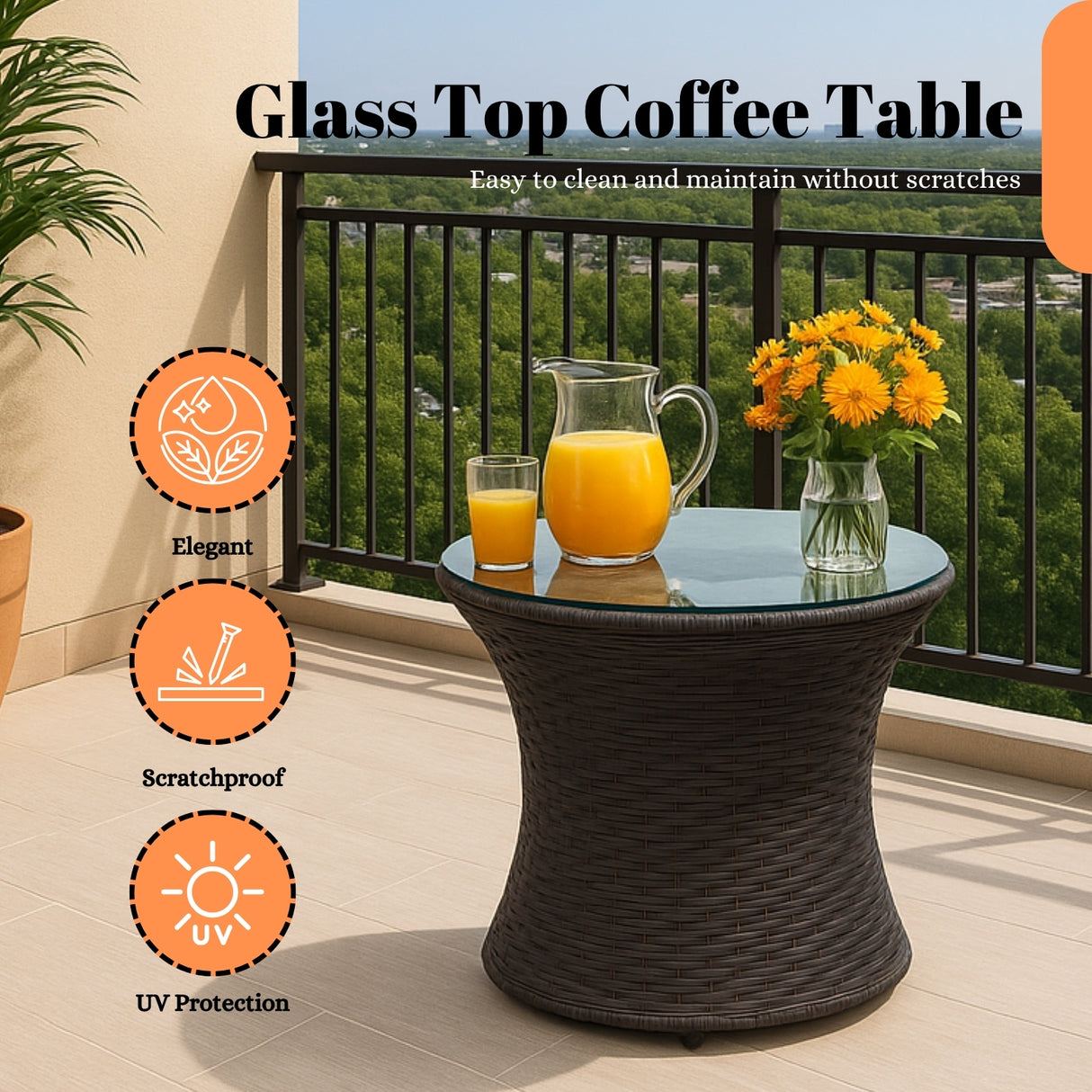 3-Piece Outdoor Rattan Wicker Patio Set