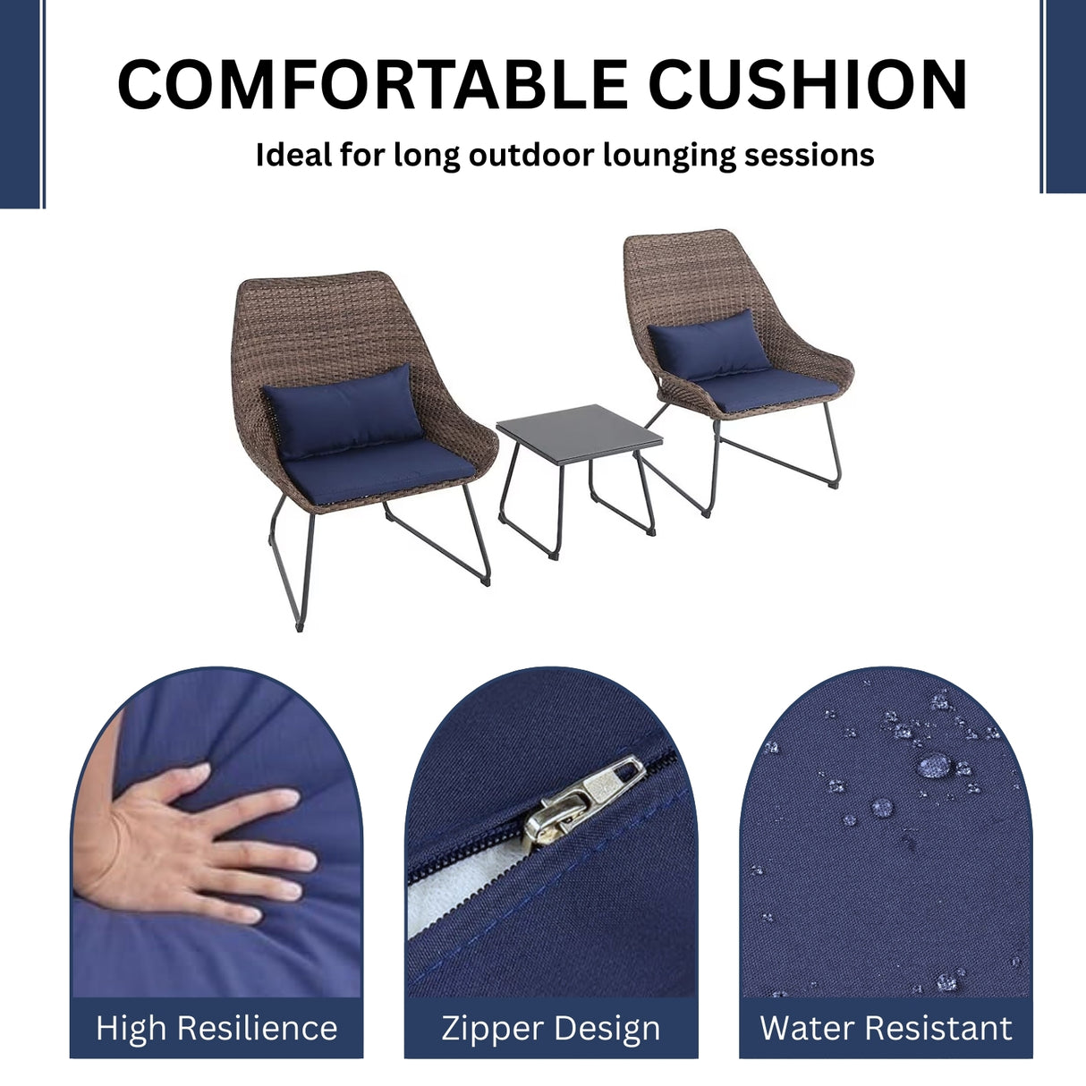 Outdoor Rattan Wicker 3-Piece Patio Set