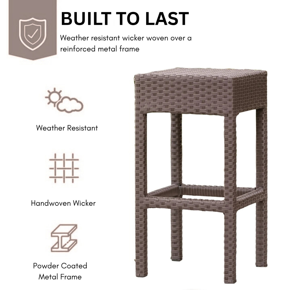 7-Piece Outdoor Rattan Wicker Bar Set with Wicker Top Table