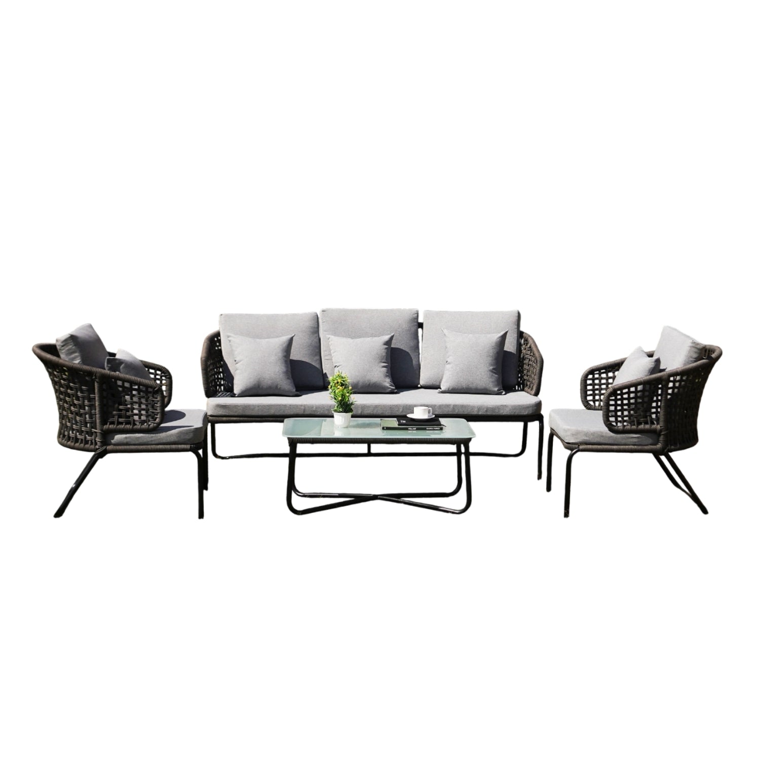 Outdoor 5 Seater Rope Conversation Sofa Set