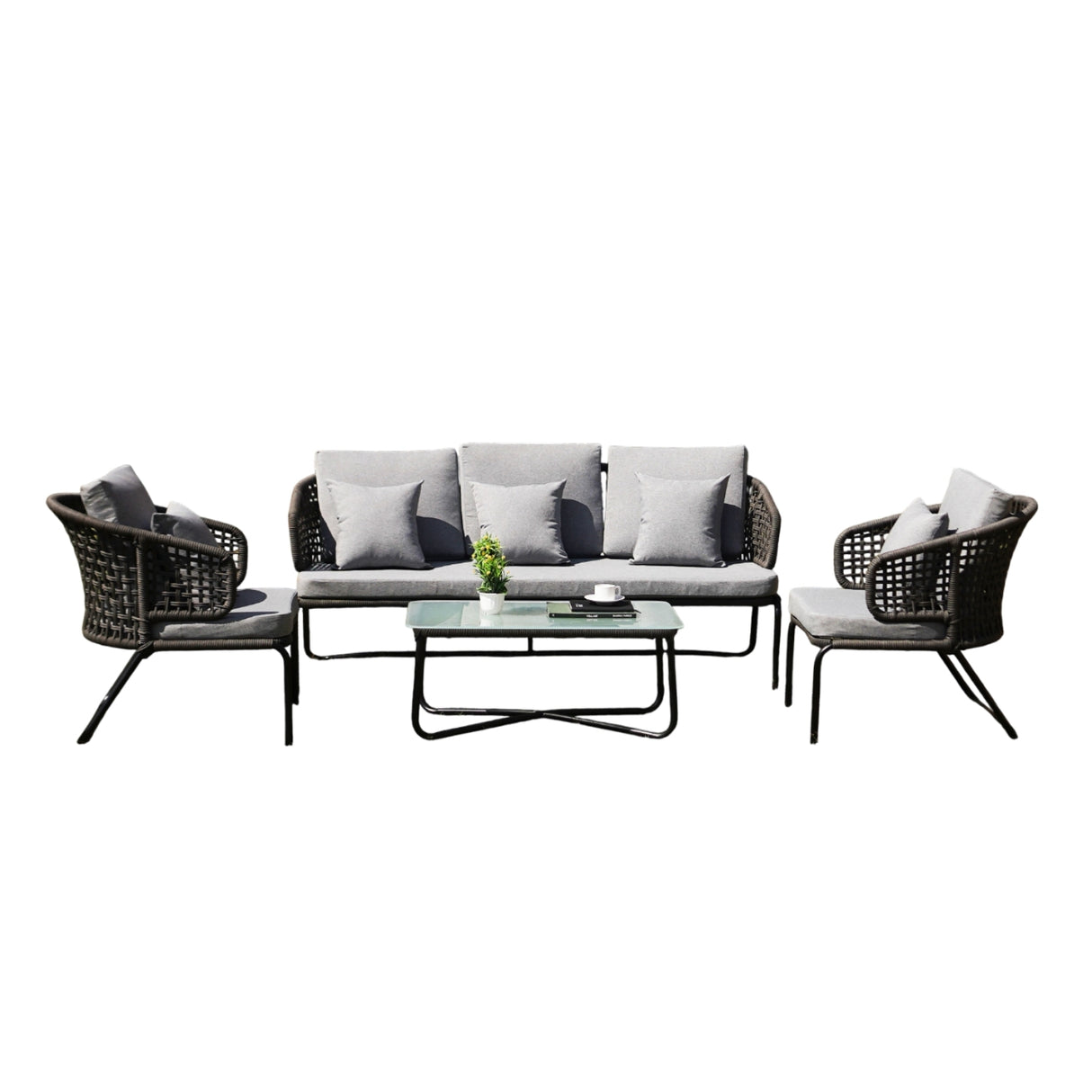 Outdoor 5 Seater Rope Conversation Sofa Set
