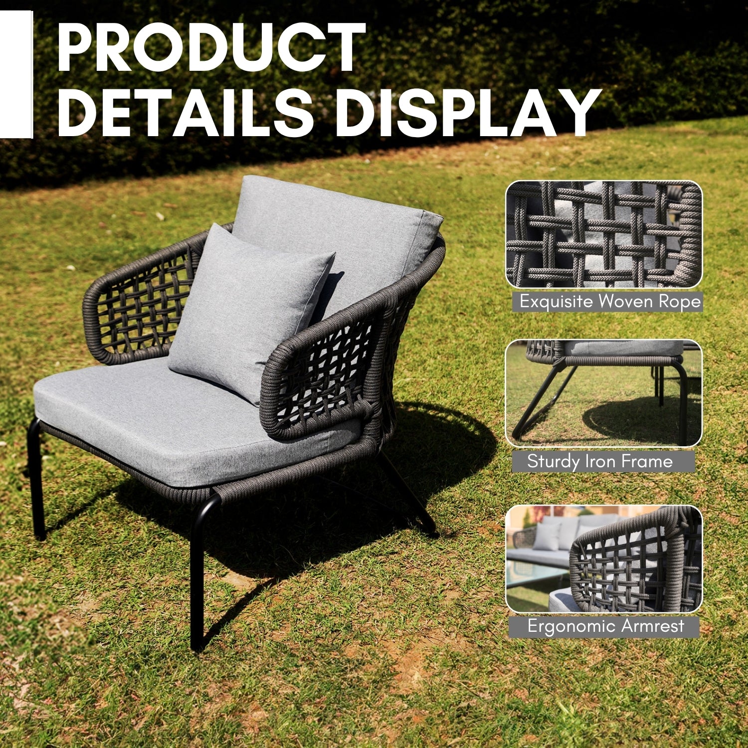 Outdoor 5 Seater Rope Conversation Sofa Set