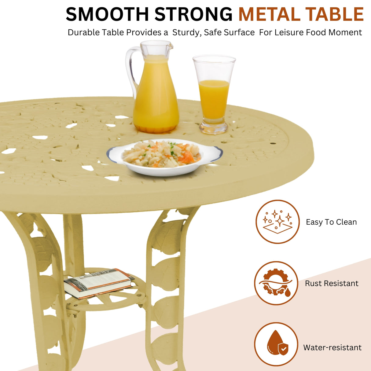 Outdoor 4-Piece Cast Aluminum Patio Bistro Set (Beige)