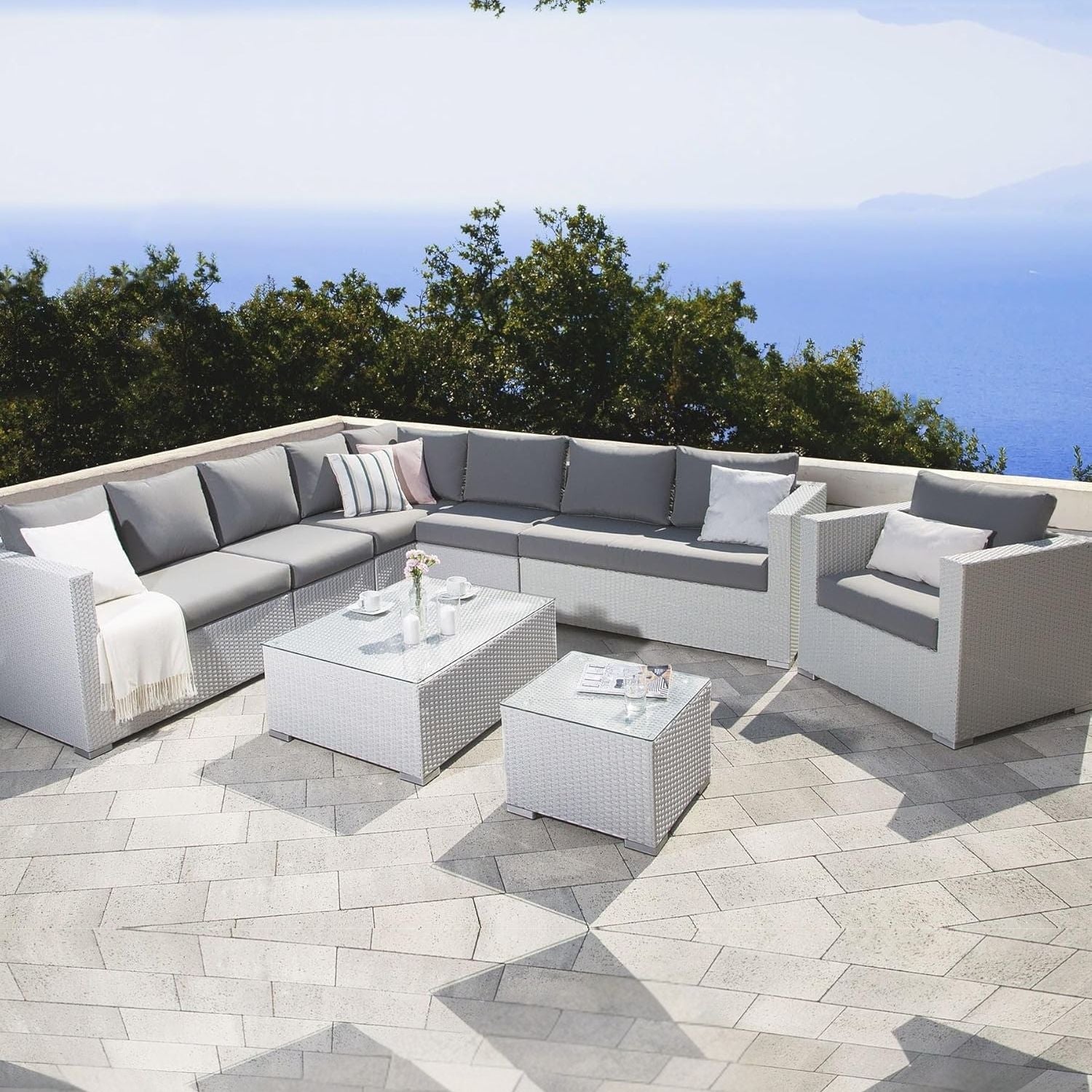 7-Piece L-Shaped Outdoor Sectional Sofa