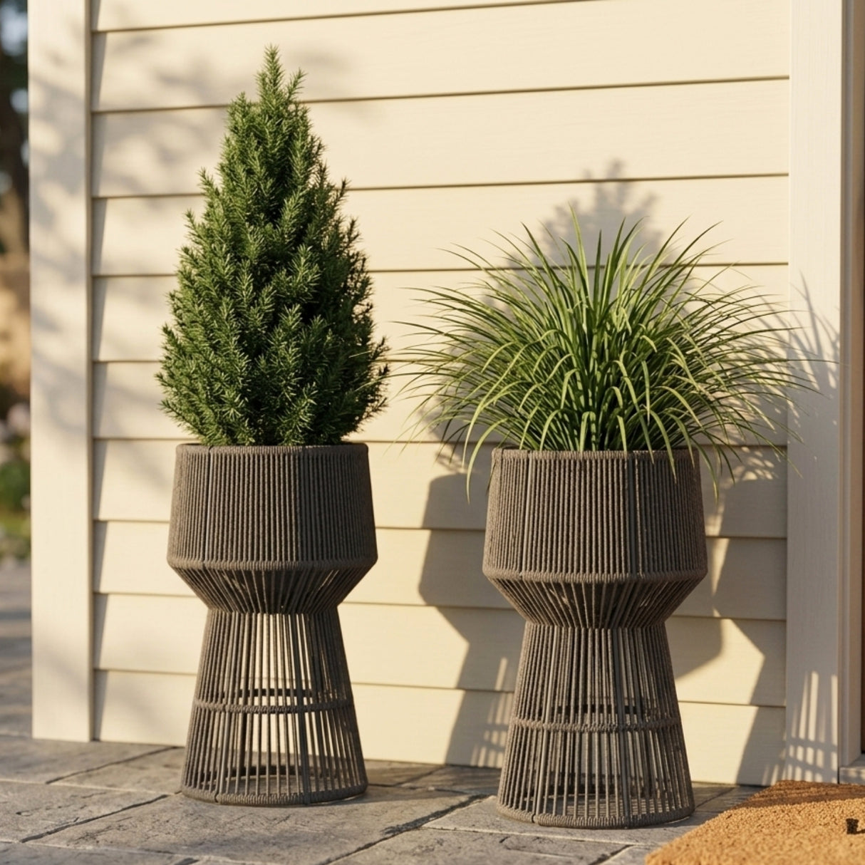 Devoko Outdoor Rope Planter Stand Set (Grey)