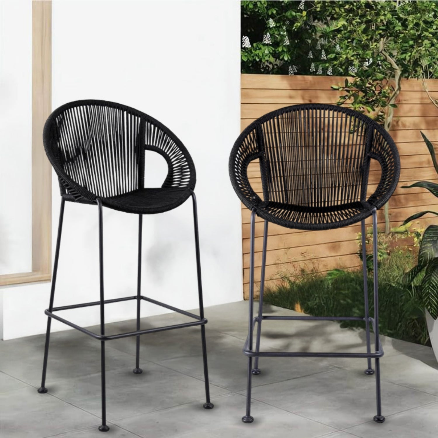 2-Piece Outdoor Rope Bar Chairs – Stylish Comfort Built to Last