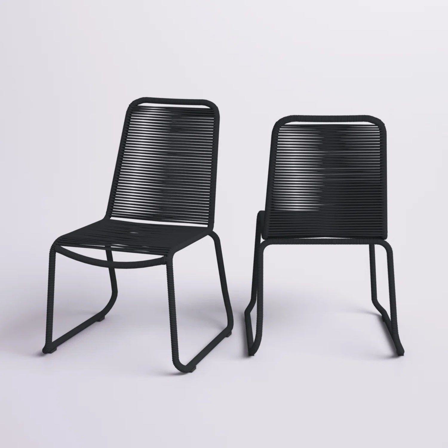 2-Piece Outdoor Rope Patio Dining Chairs