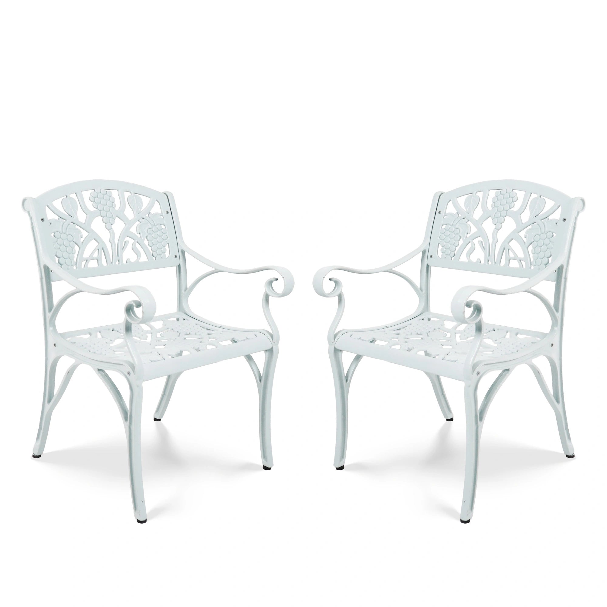 Outdoor Cast Aluminum 2 Chairs Patio Bistro Set (White)