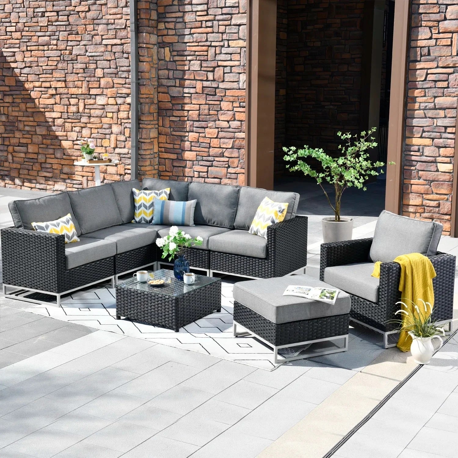 Outdoor Rattan Wicker 7-Seater Sofa Set