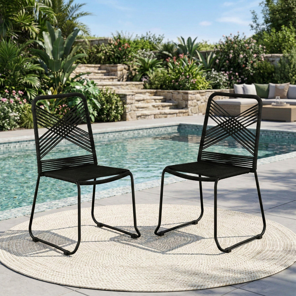 Outdoor Black Rope Chairs