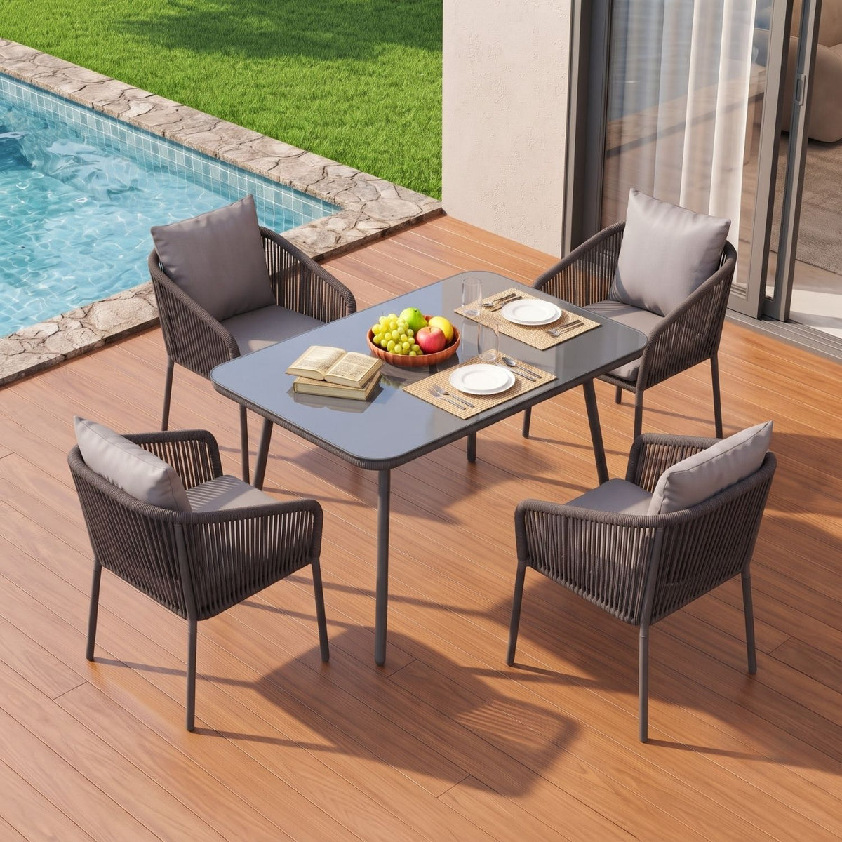 Outdoor Rope 5-Piece Patio Dining Set