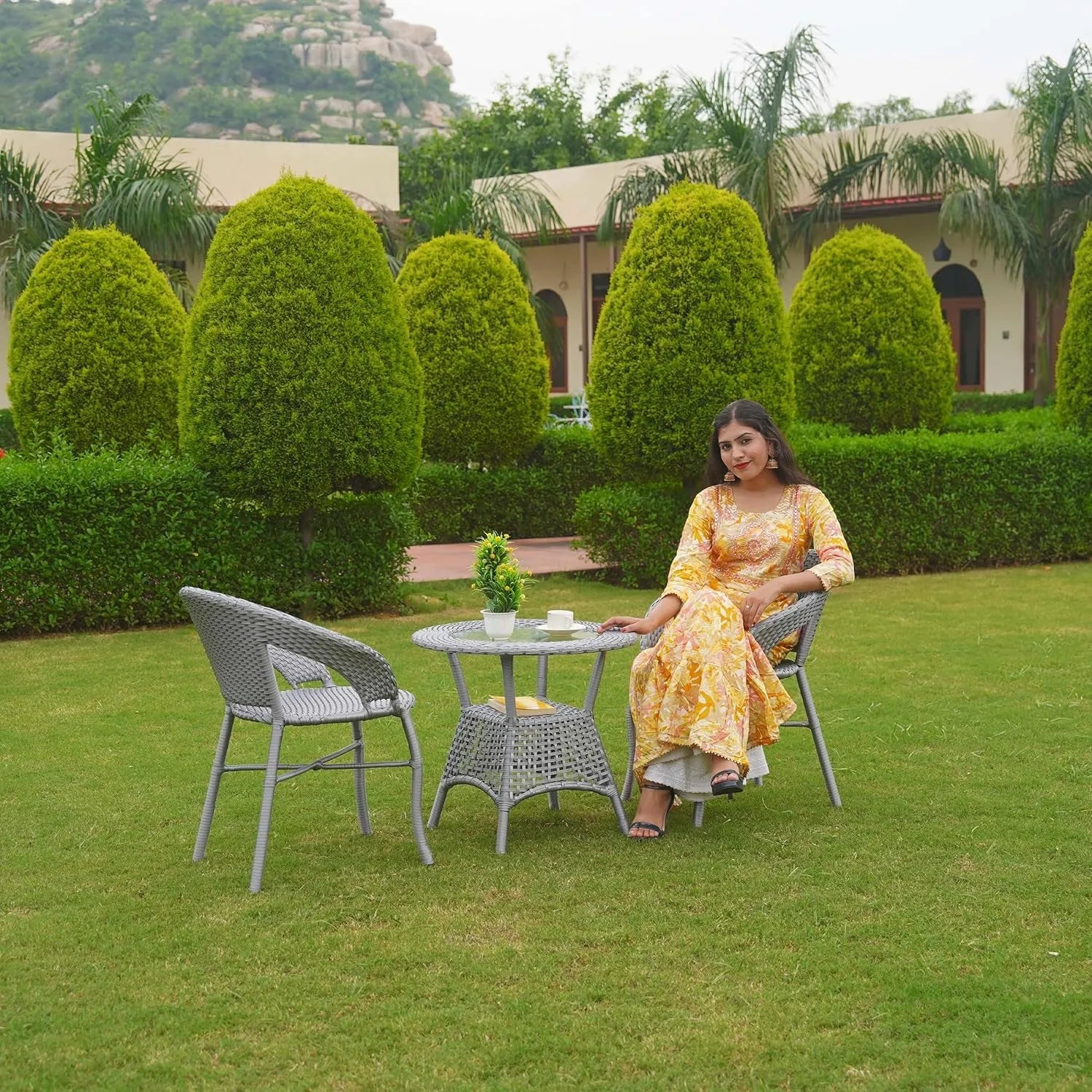 3-Piece Outdoor Rattan Wicker Patio Bistro Set