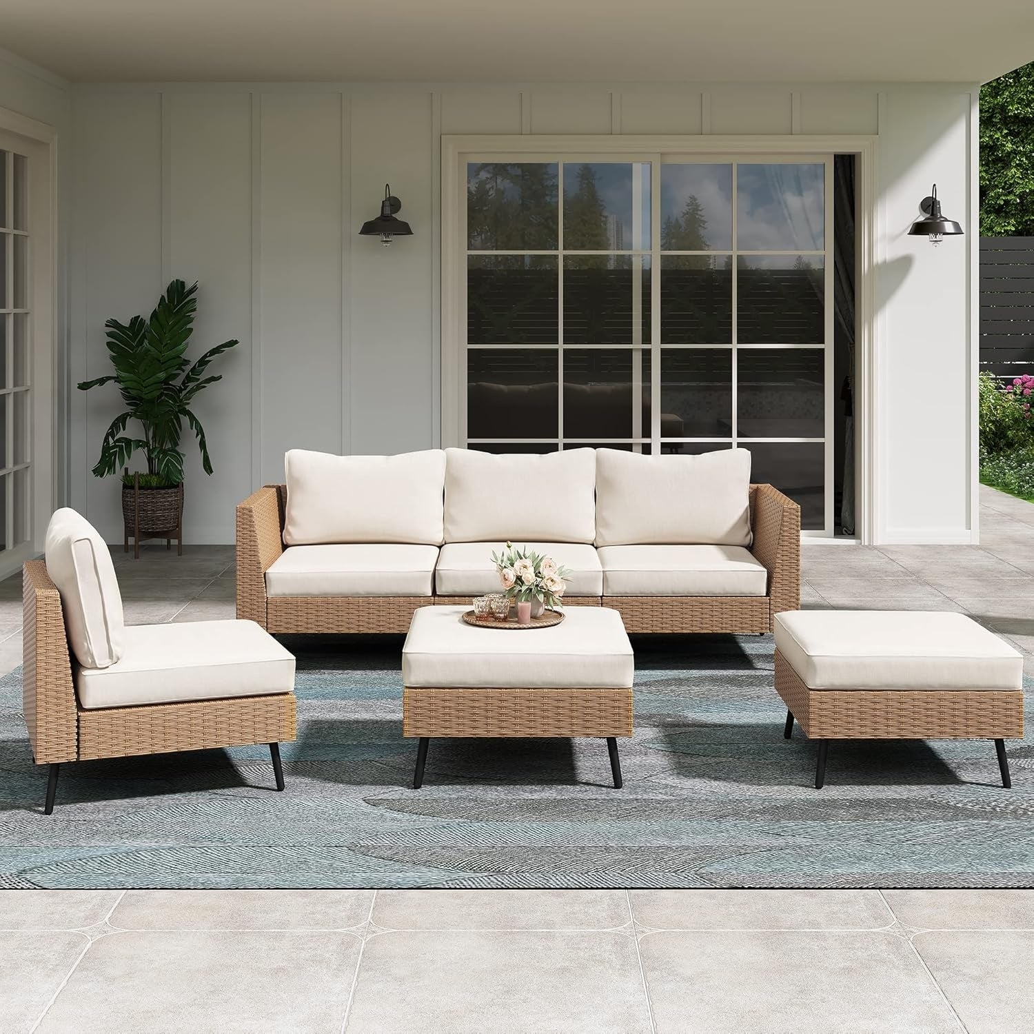 Outdoor Rattan Wicker 6-Seater Sofa Set