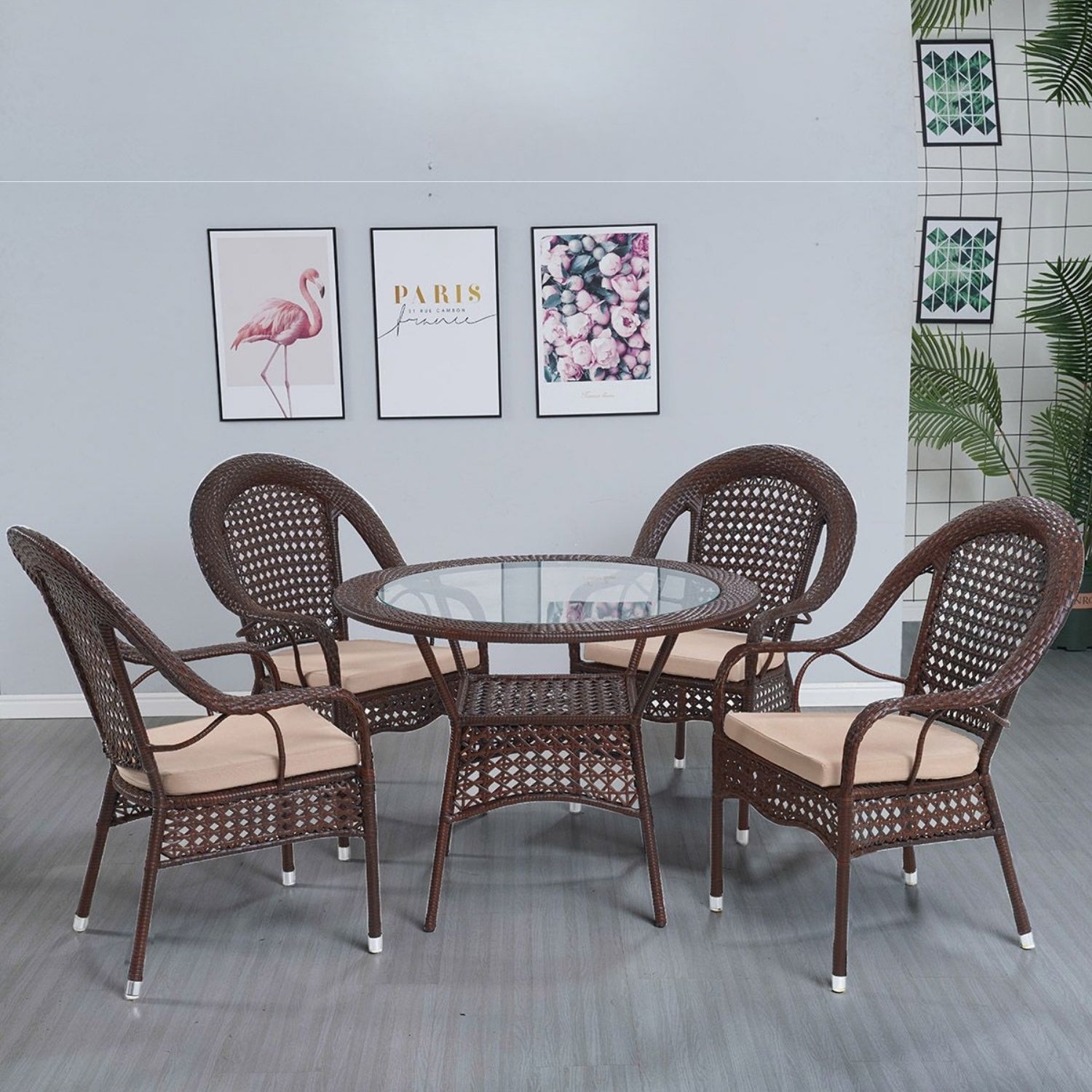 Outdoor All-Weather Resistant Rattan Wicker 5-Piece Dining Set