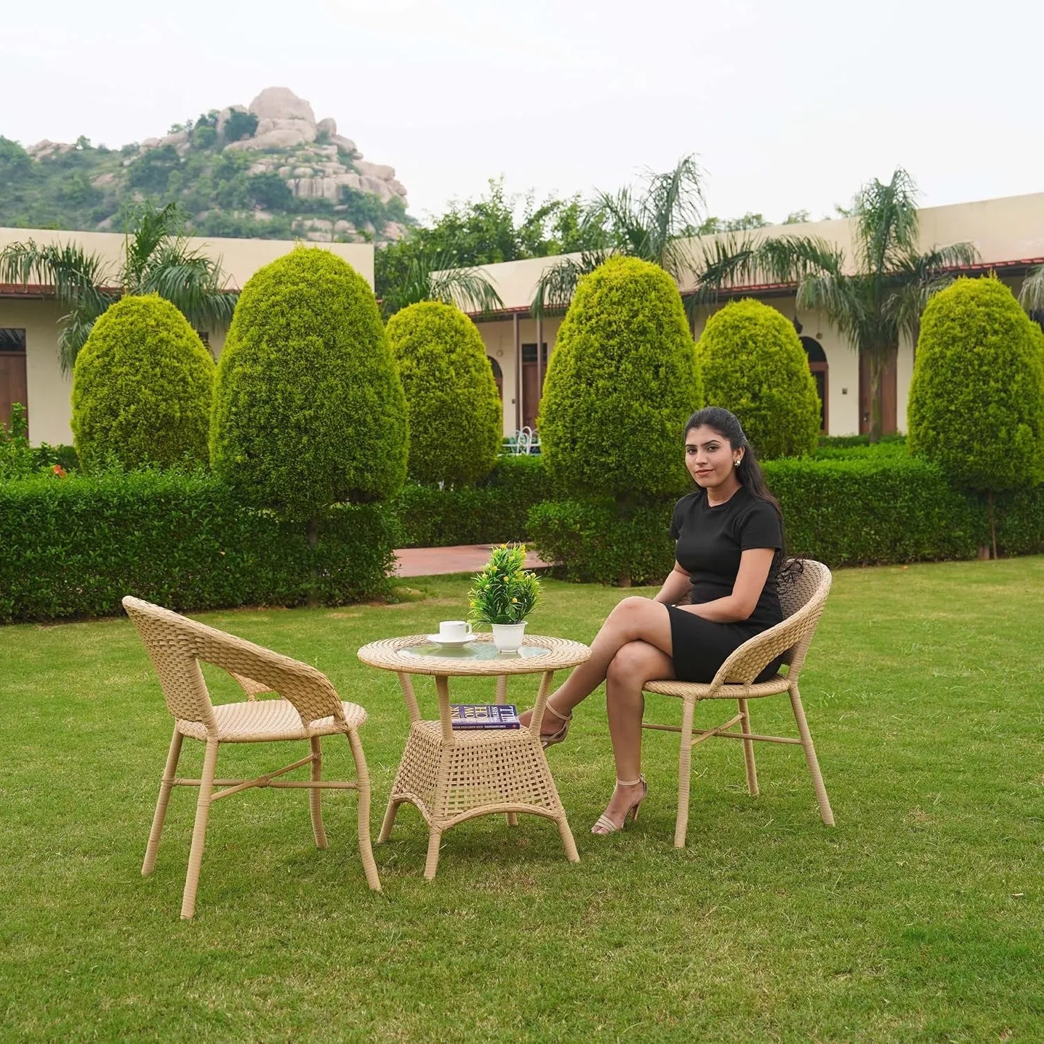 3-Piece Outdoor Rattan Wicker Patio Bistro Set