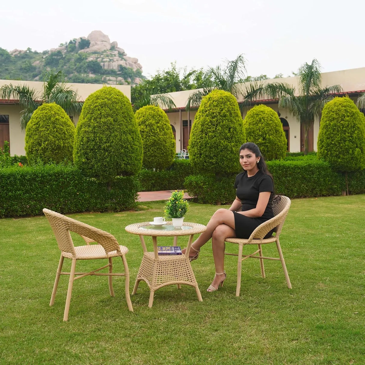 3-Piece Outdoor Rattan Wicker Patio Bistro Set