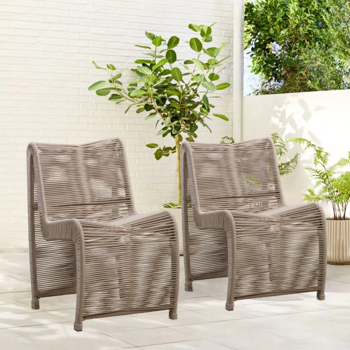 2-Piece Outdoor Rope Patio Chairs