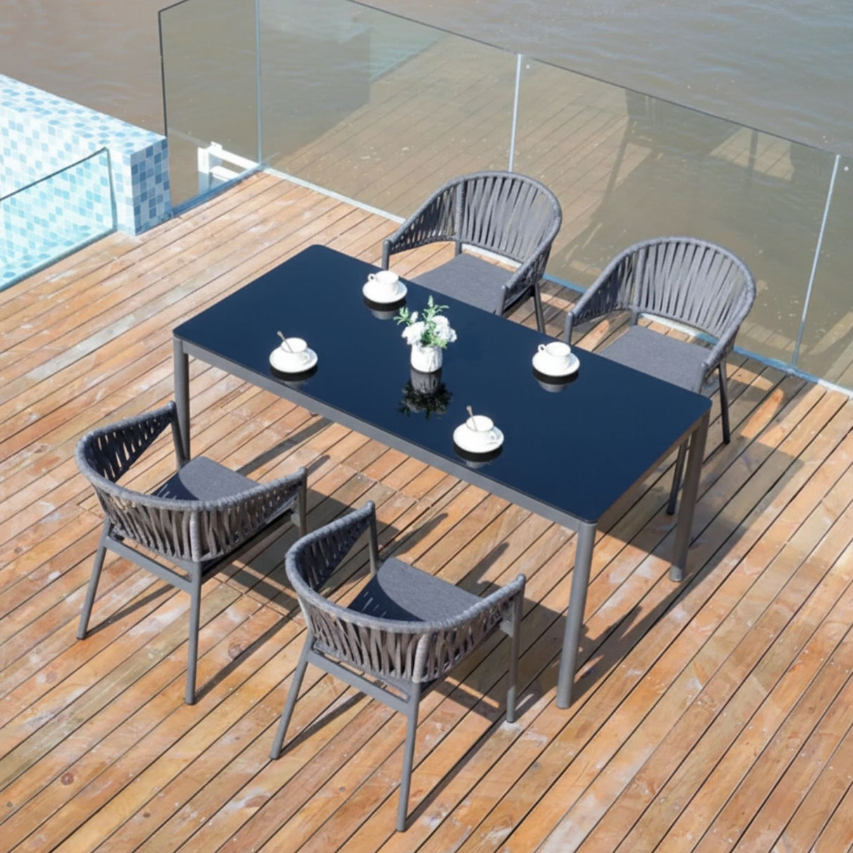 All Weather Resistant 5-Piece Outdoor Dining Set (Grey)