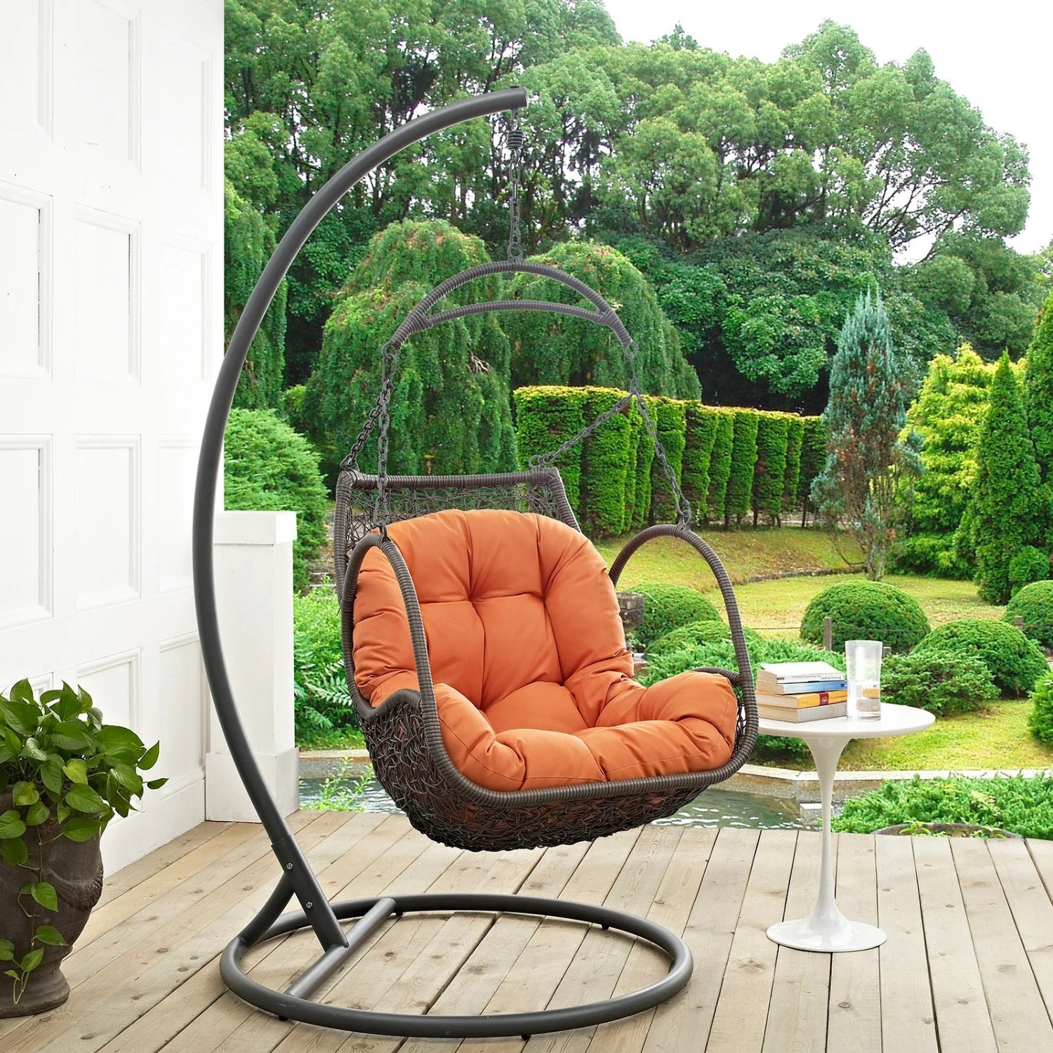 Outdoor Rattan Wicker Hanging Swing Chair with Cushion