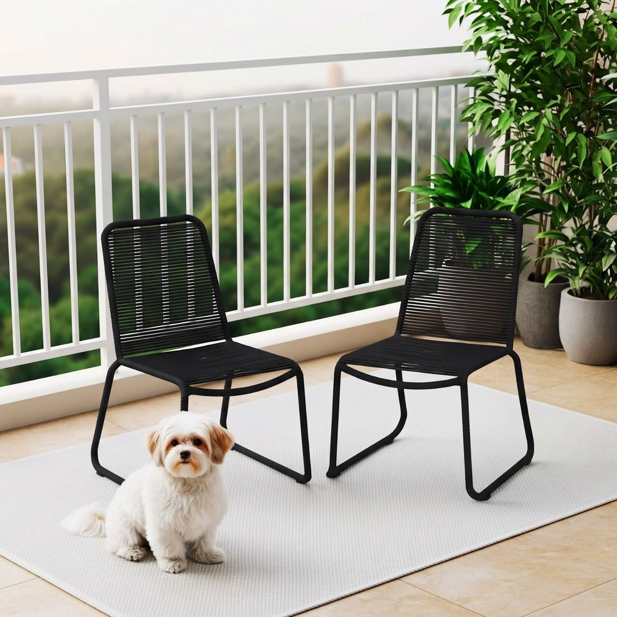 2-Piece Outdoor Rope Patio Dining Chairs