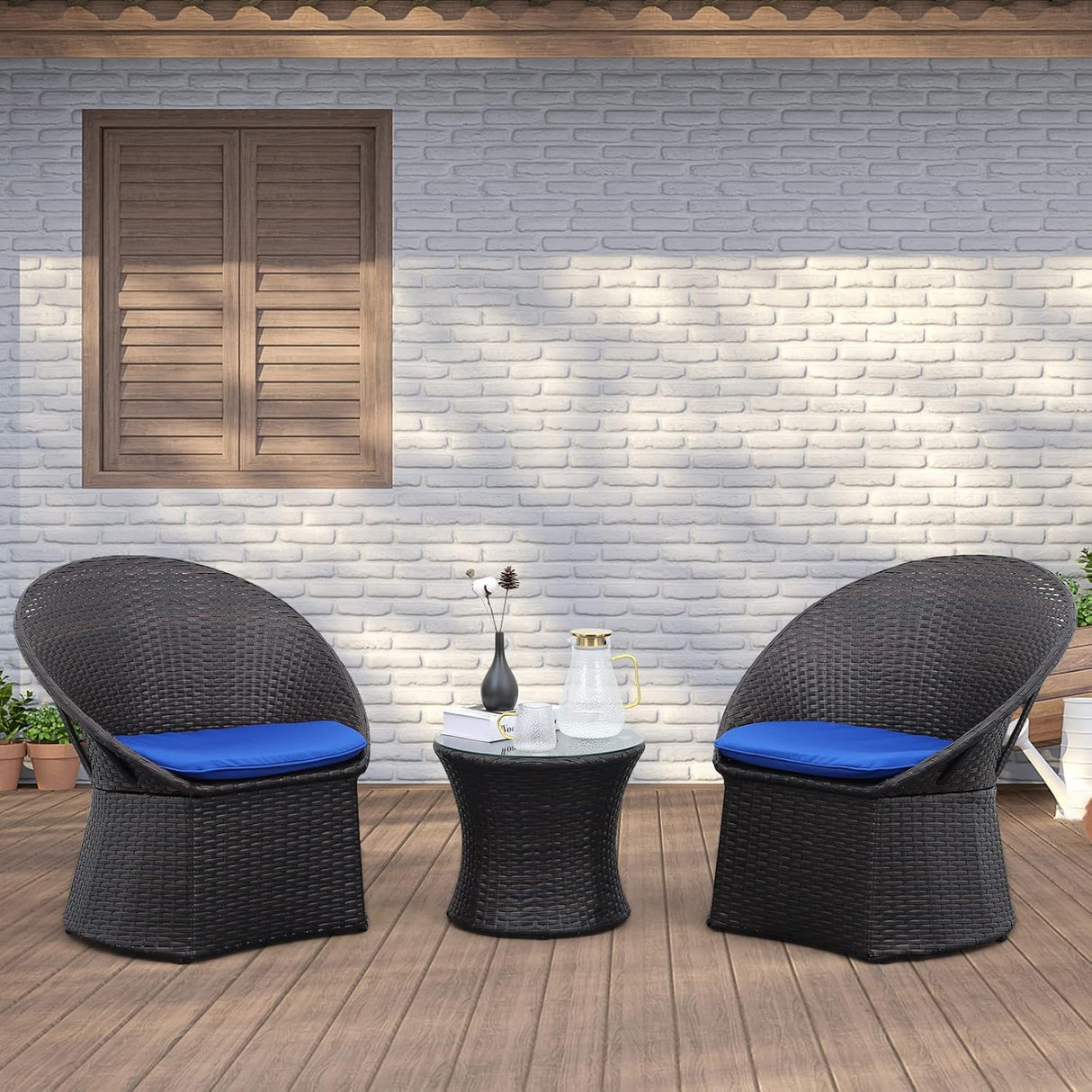 3-Piece Outdoor Rattan Wicker Patio Set