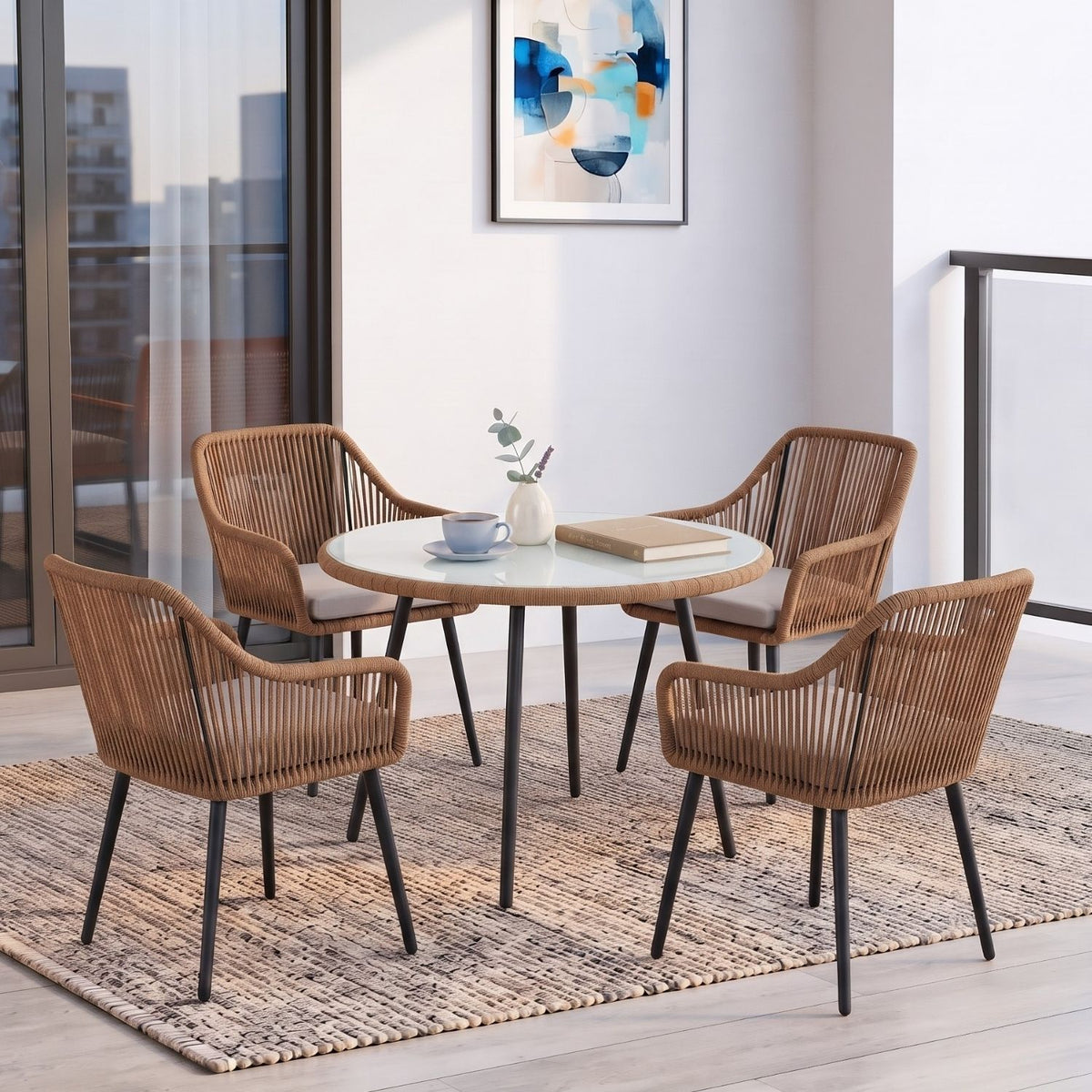 5-Piece Outdoor Rope Patio Dining Set