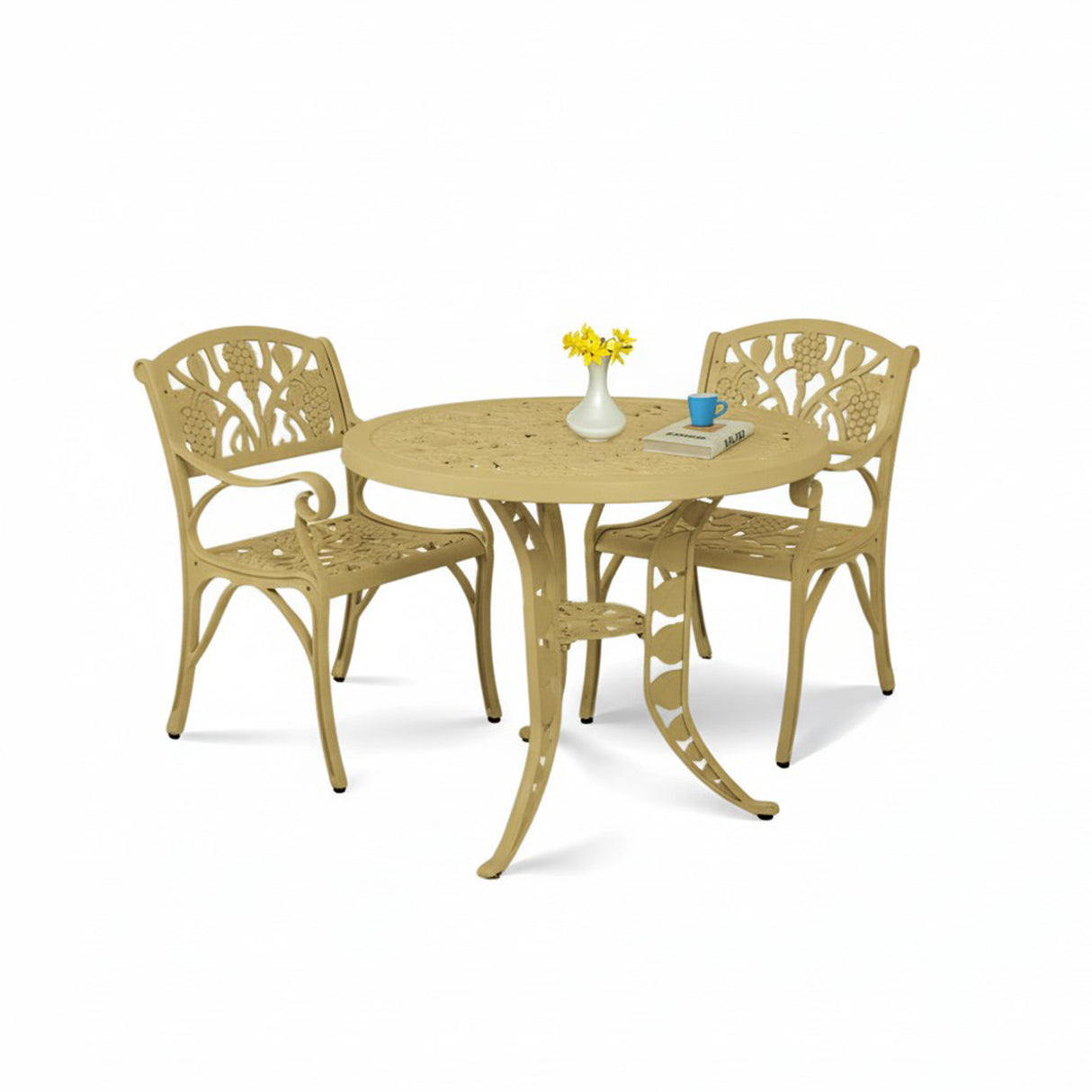 Outdoor 3-Piece Cast Aluminum Patio Bistro Set (Beige)