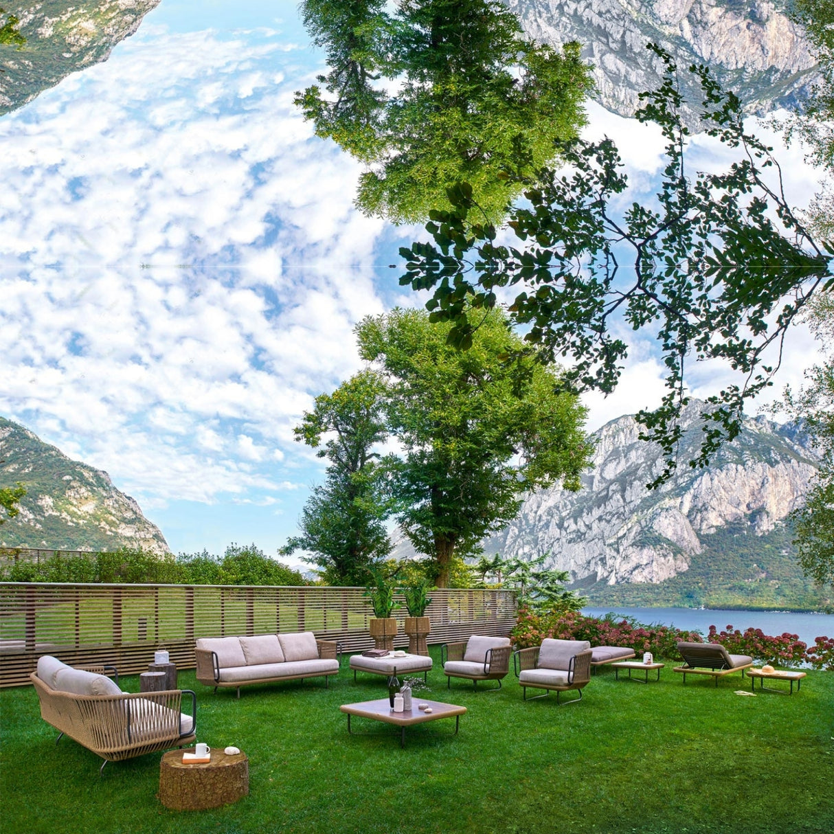 10 Seater Outdoor Rope Sofa Set with Ottoman, Loungers, Center Table & Side Tables