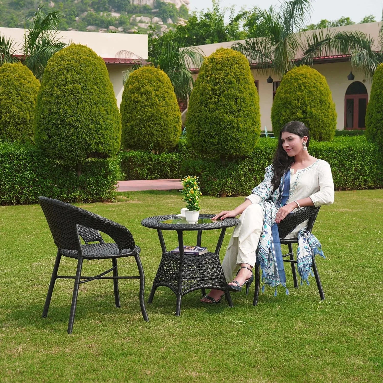 3-Piece Outdoor Rattan Wicker Patio Bistro Set