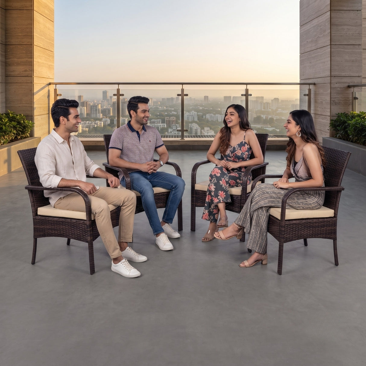4-Piece Outdoor Rattan Wicker Patio Dining Chairs