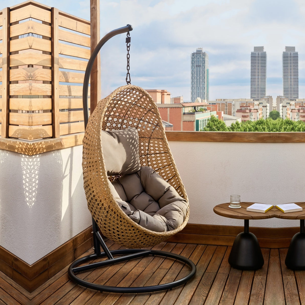 Hanging Egg Swing Chair (Beige and Dark Grey)