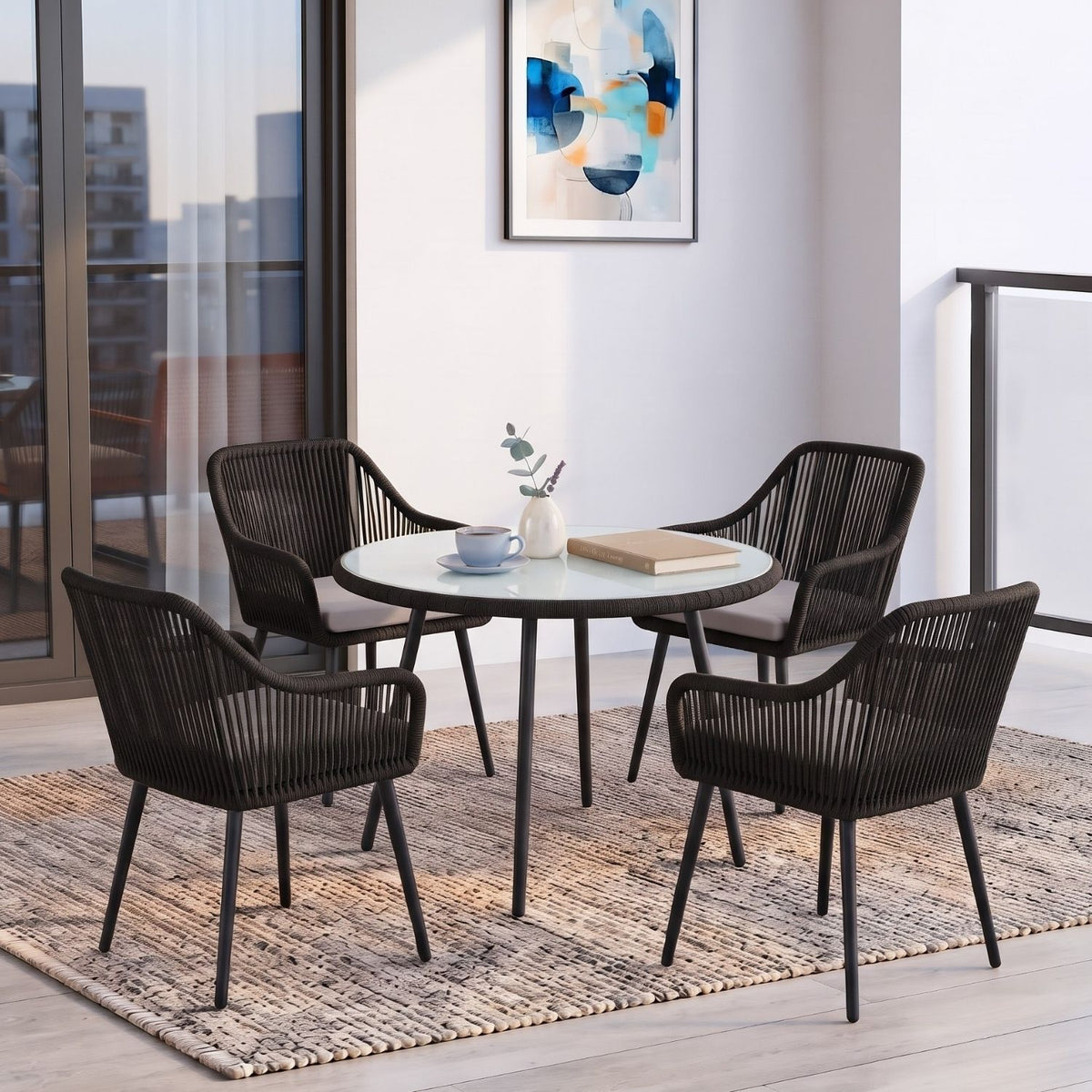 5-Piece Outdoor Rope Patio Dining Set