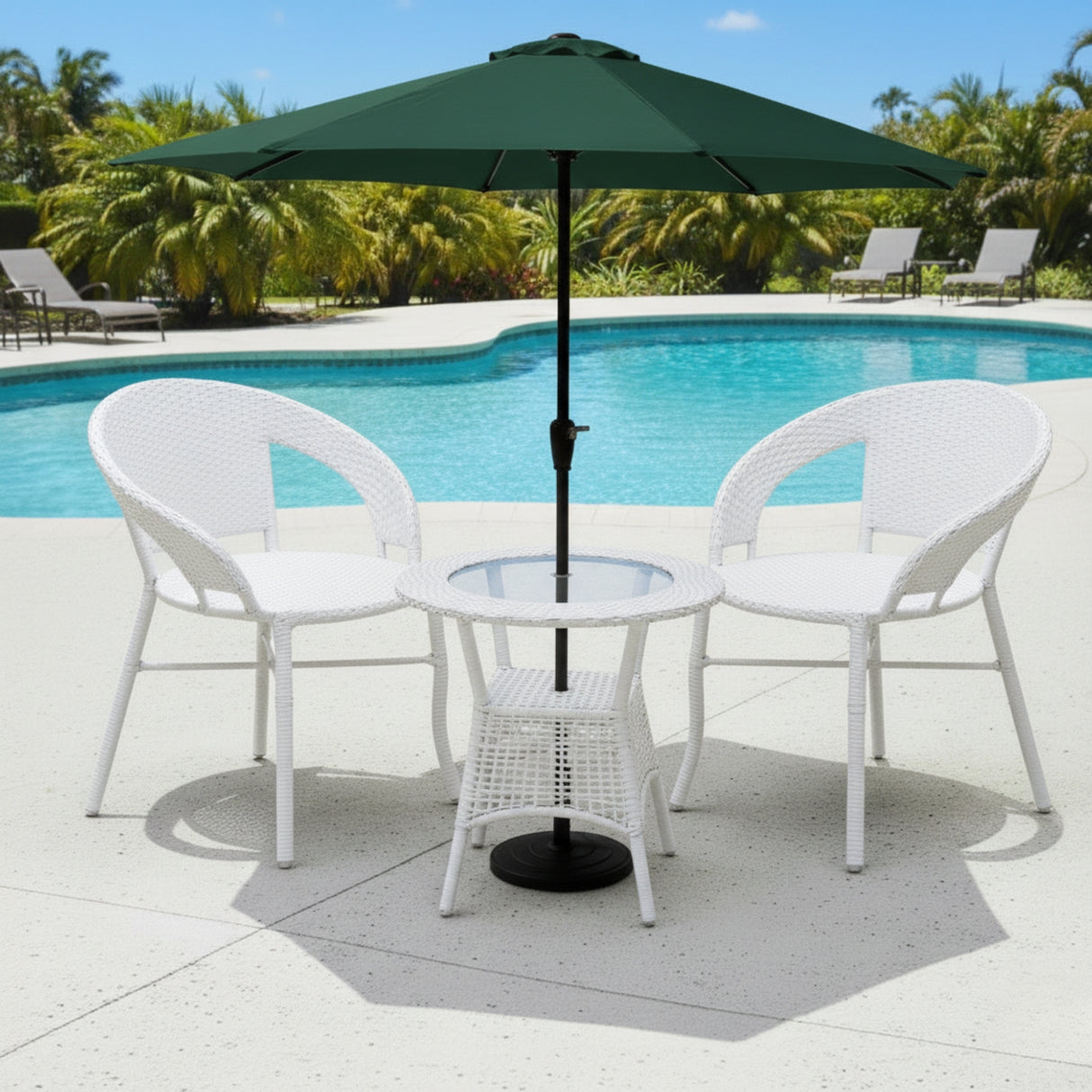 Outdoor Wicker 3-Piece Patio Set with Outdoor Umbrella