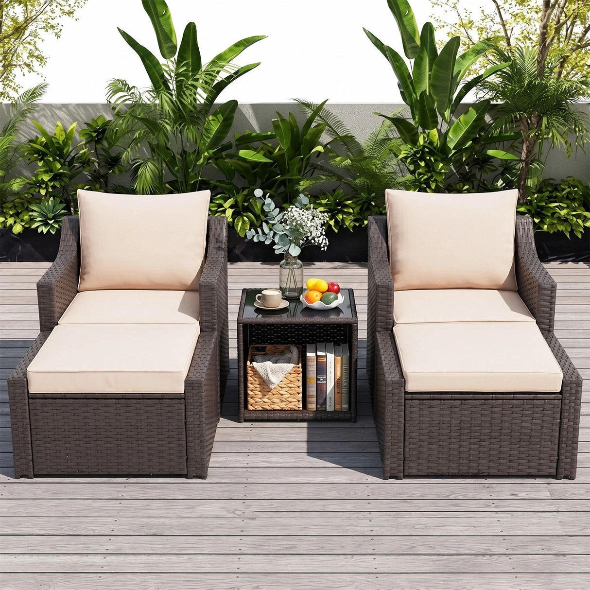 Outdoor Wicker 5-Piece Patio Sofa Set