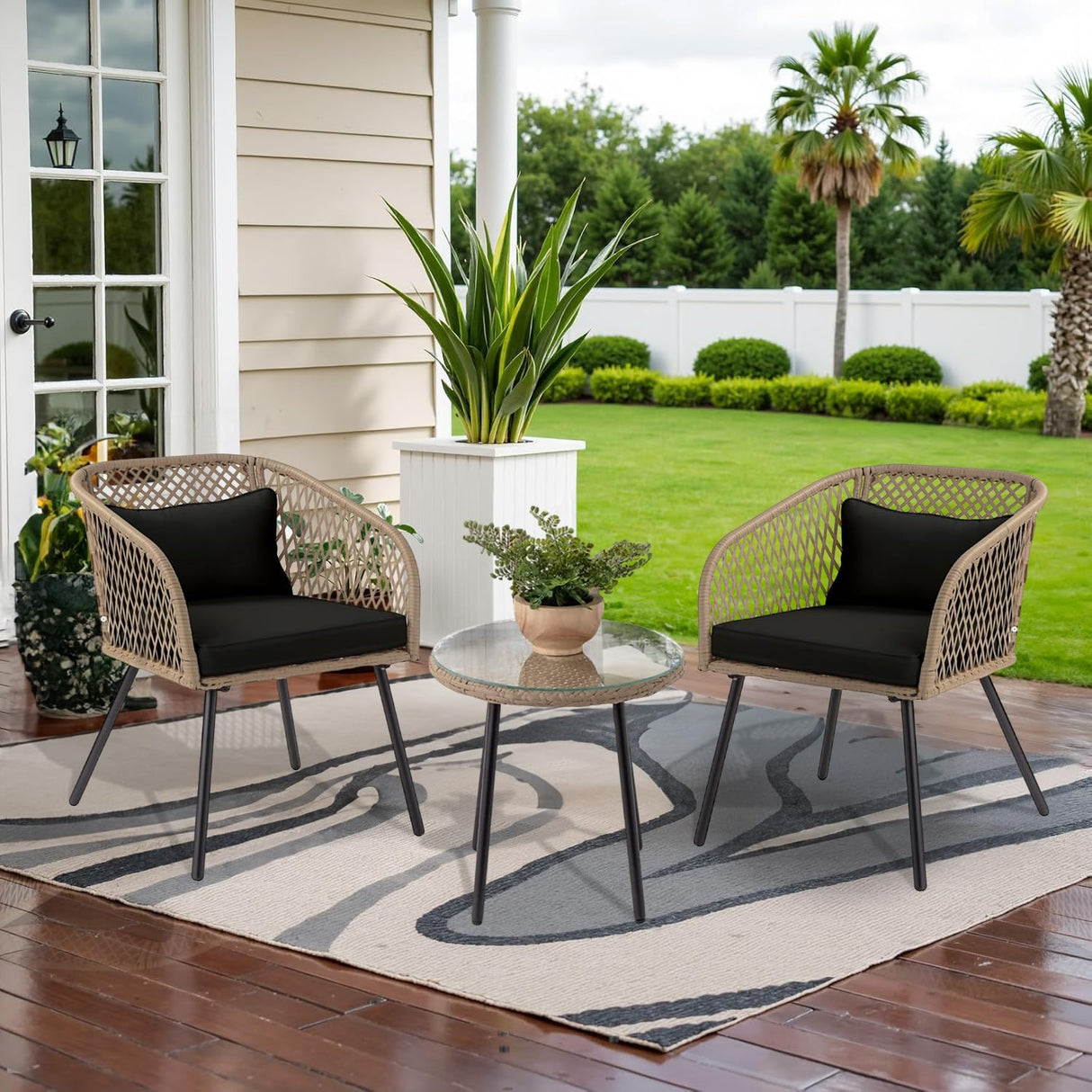 Outdoor Wicker 3-Piece Patio Set